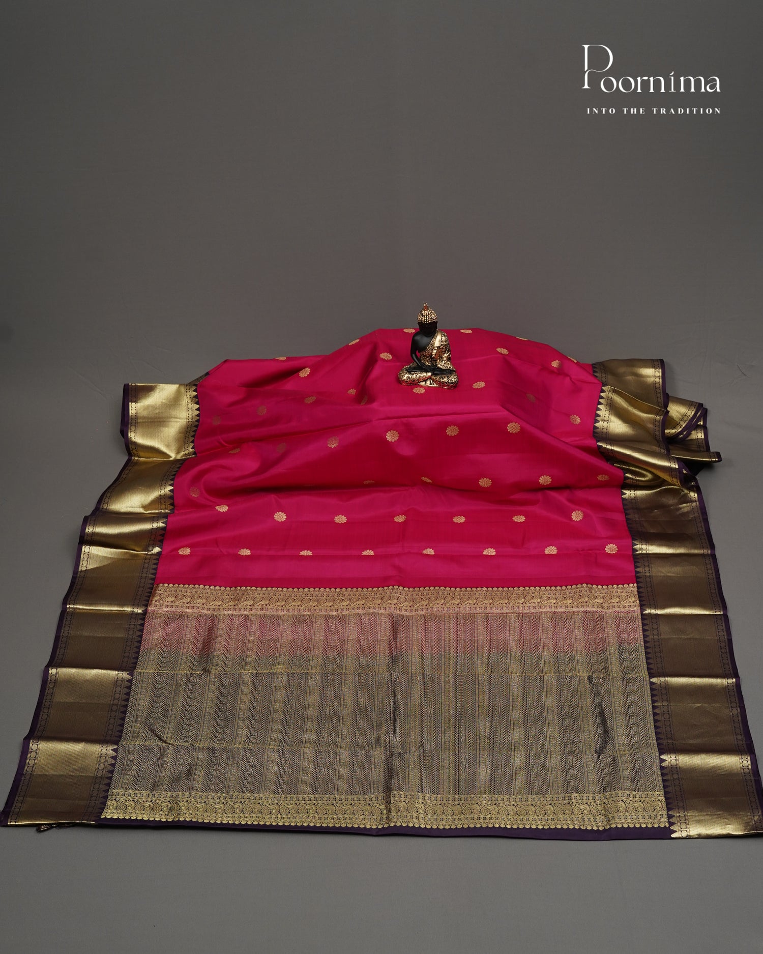 PURE KANJIVARAM SILK SAREE IN PINK AND PURPLE WITH ZARI BUTTI WOVEN || VINTAGE COLLECTION