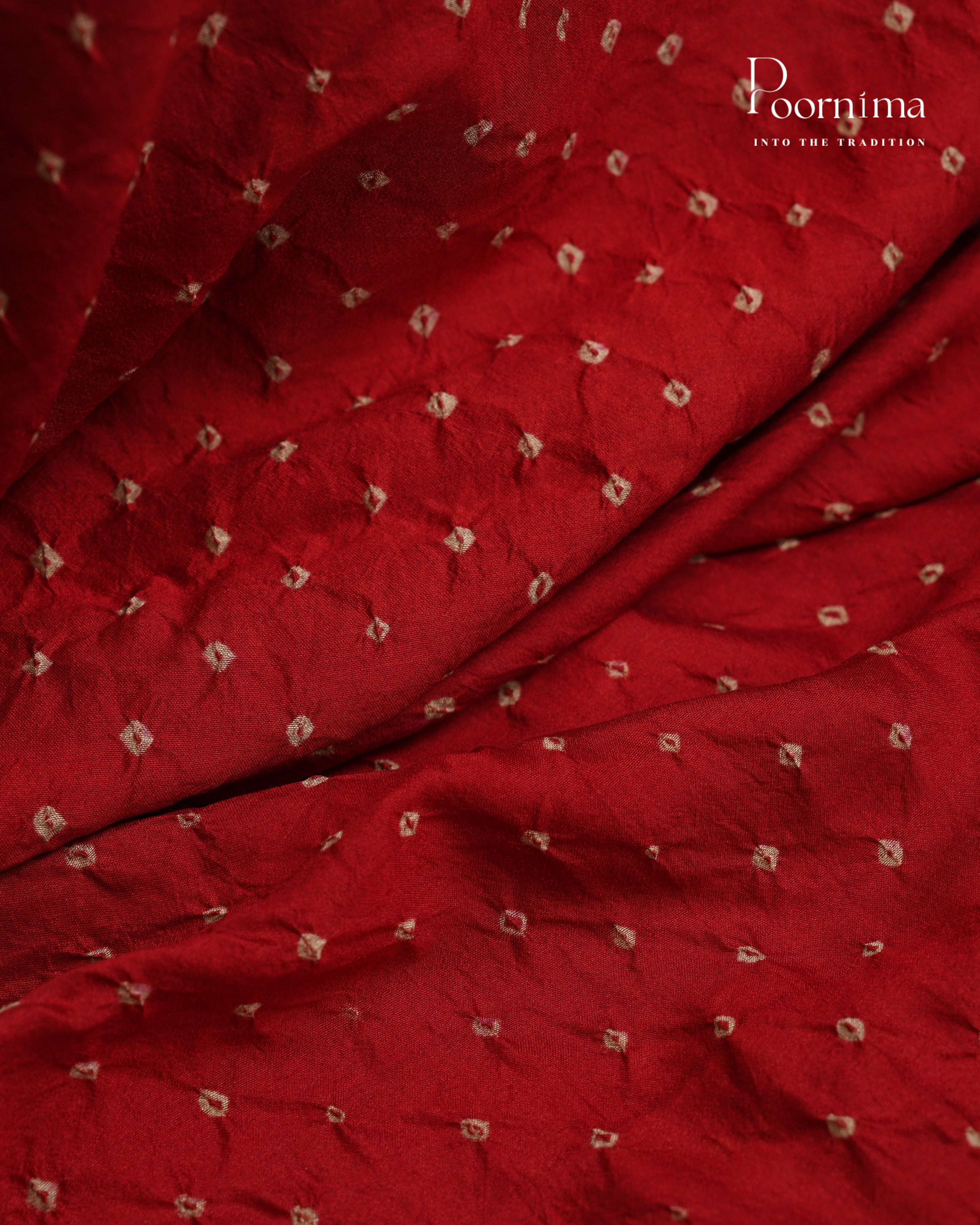 GICHA TUSSAR WITH BANDINI DYEING IN RED COLOUR