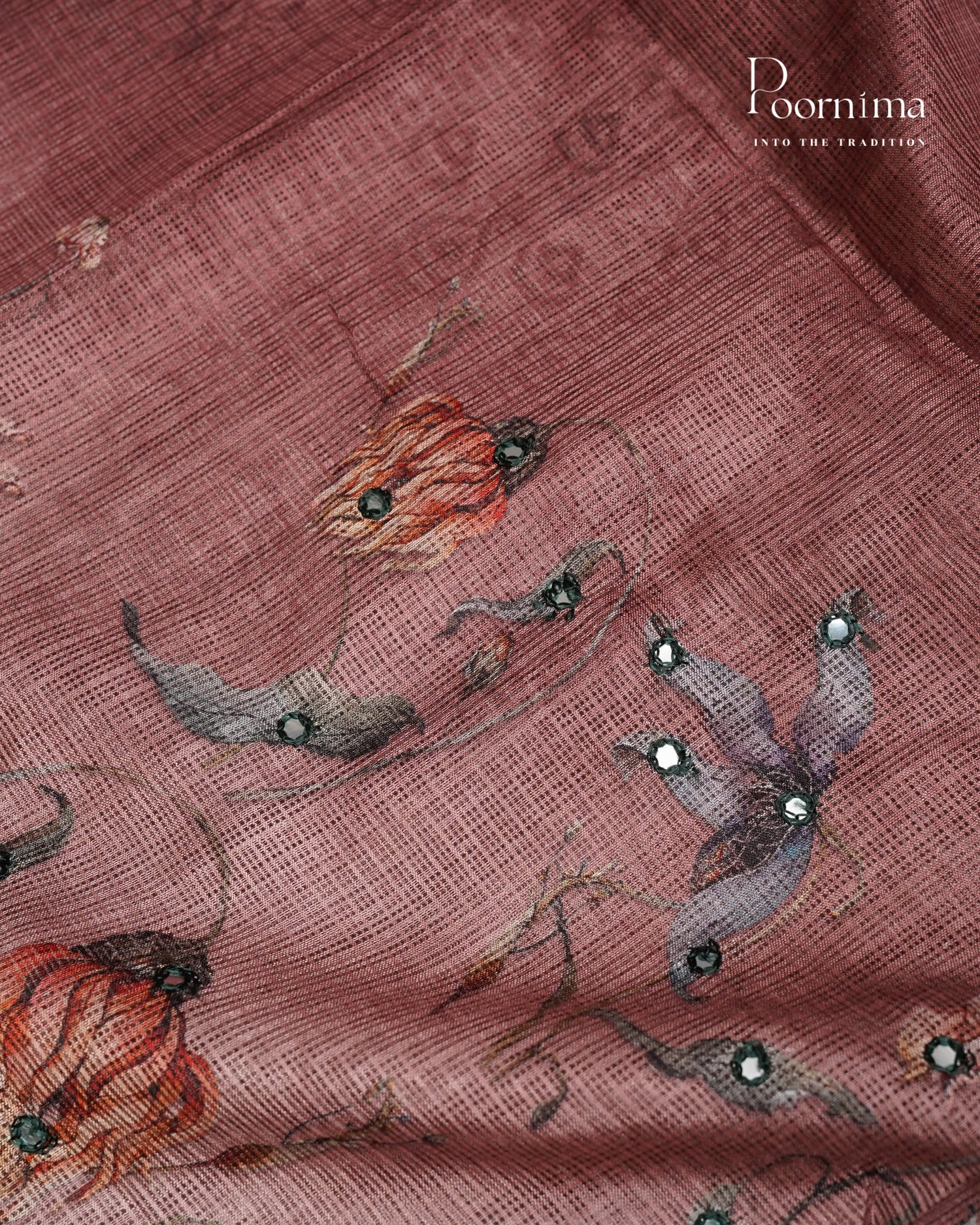 STYLISH DAILY WEAR SEMI KOTA SAREE WITH MIRROR WORK & ALLOVER PRINTS & CONTRAST BIG ZARI BORDER