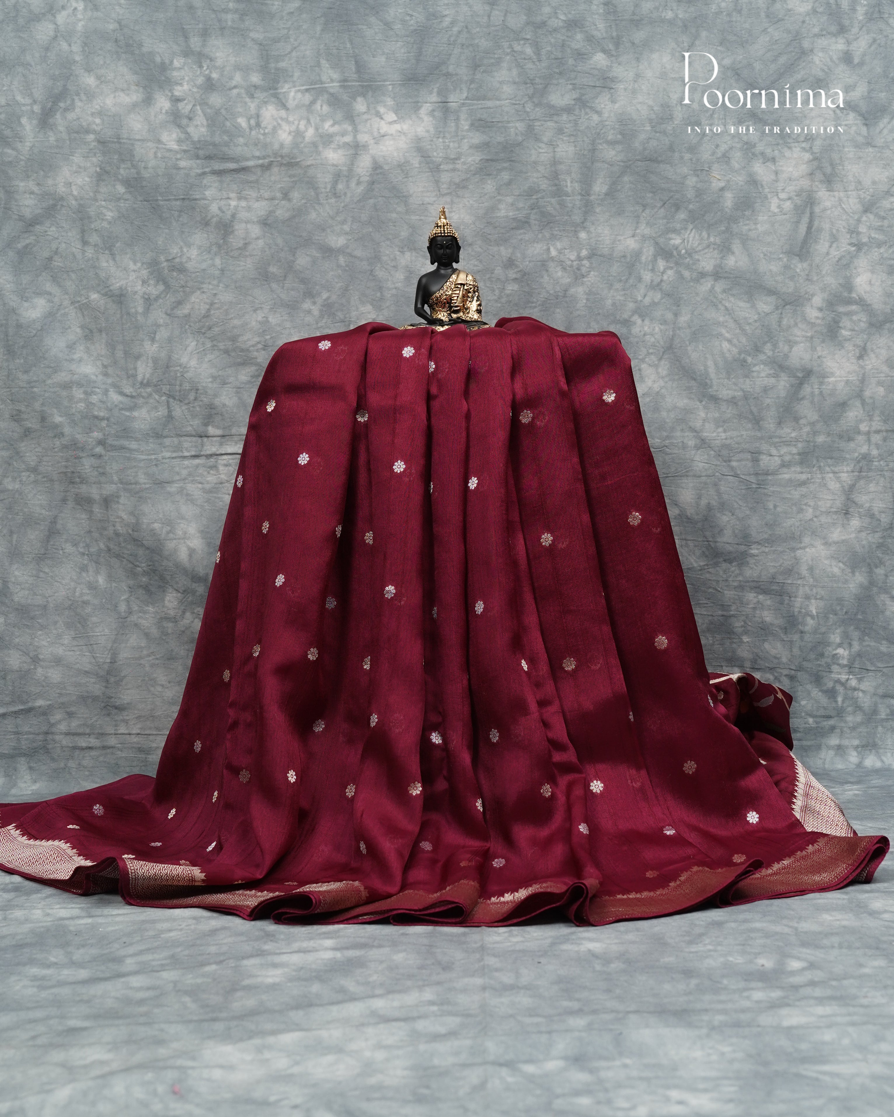 TUSSAR GEORGETTE SAREE IN MAROON COLOUR