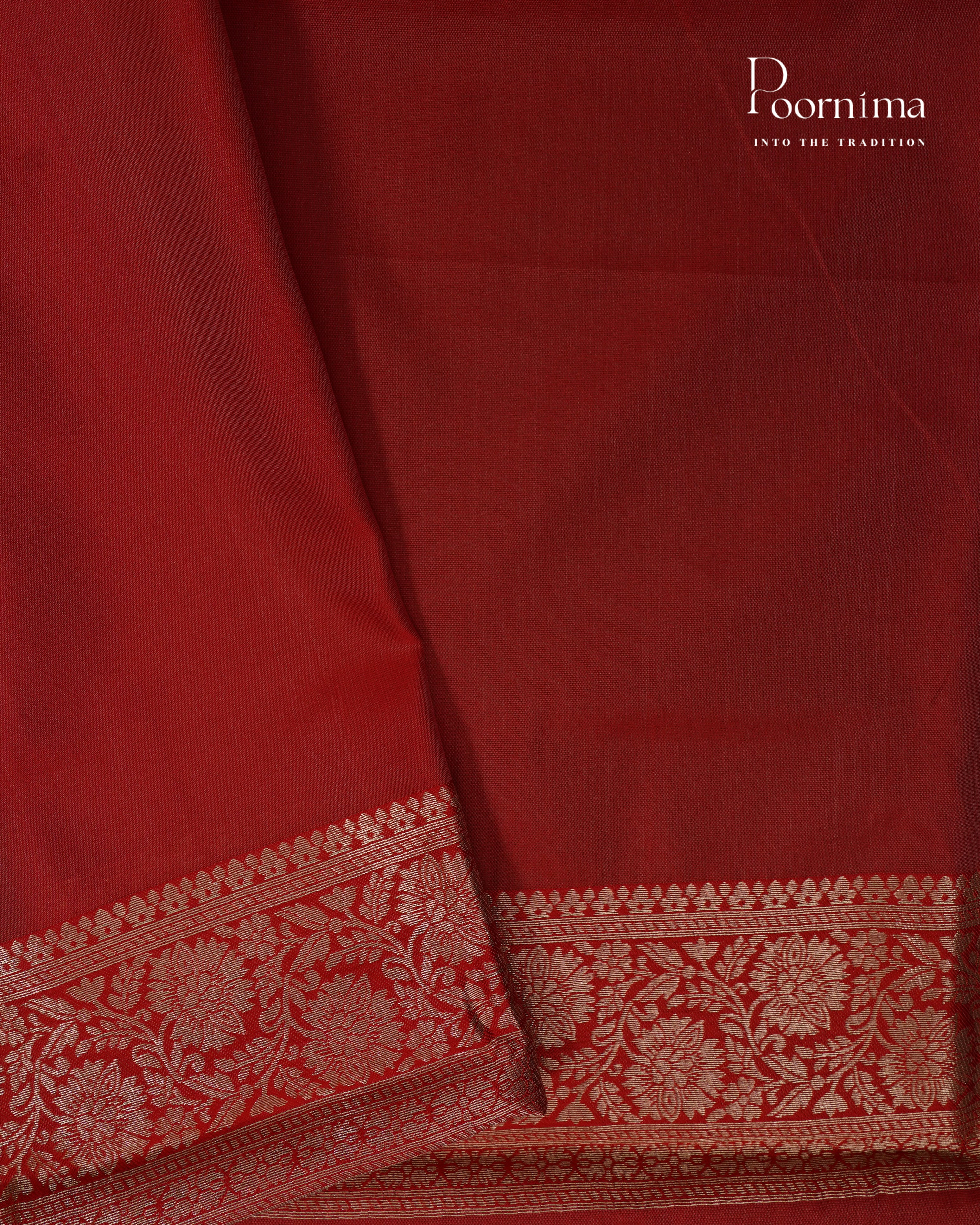 CREAM & RED - BANARASI CHANDERI SAREE WITH ALLOVER FLORAL ZARI AND MEENAKARI WORK