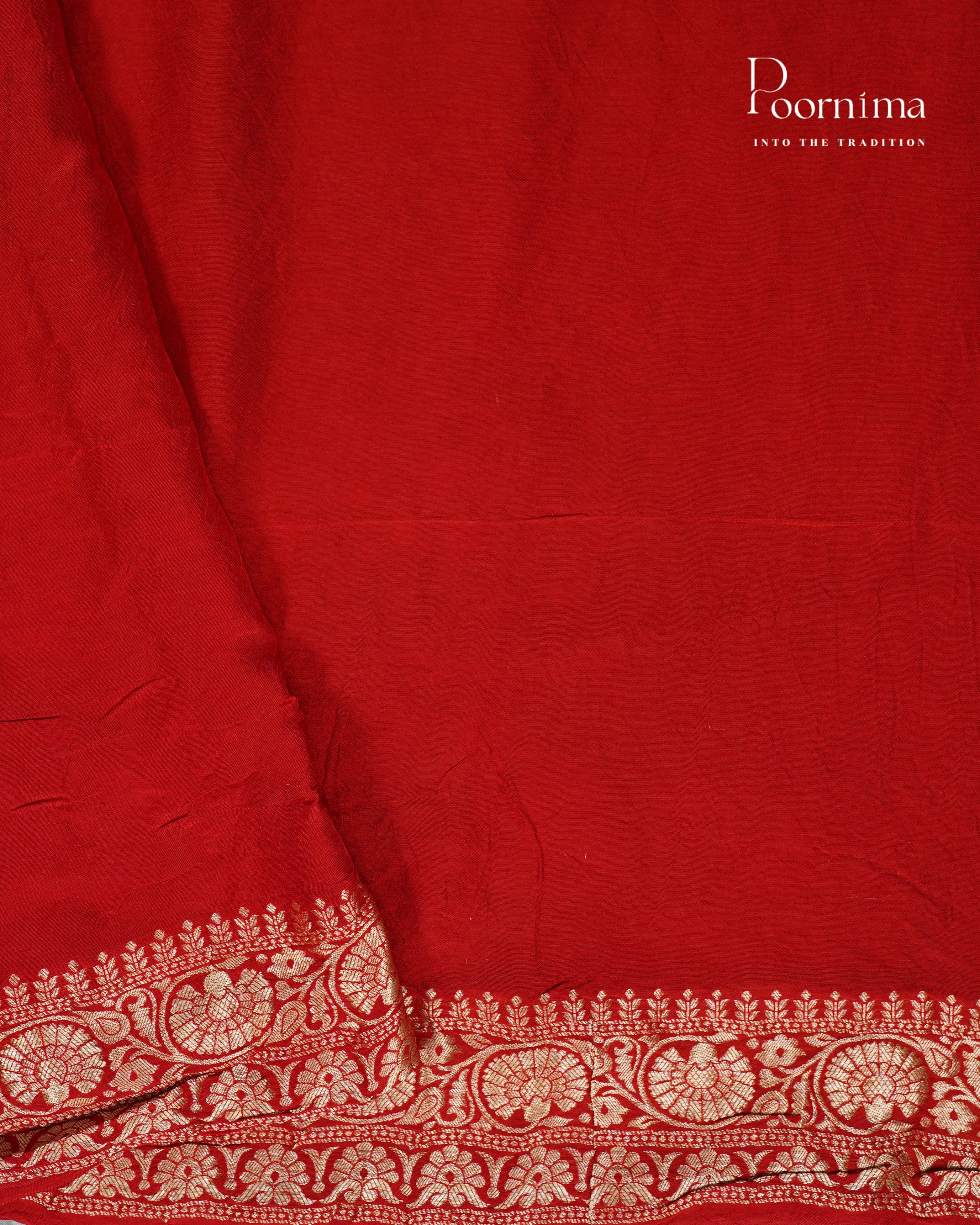 Tussar Georgette Sraee Red combination with zari woven all over