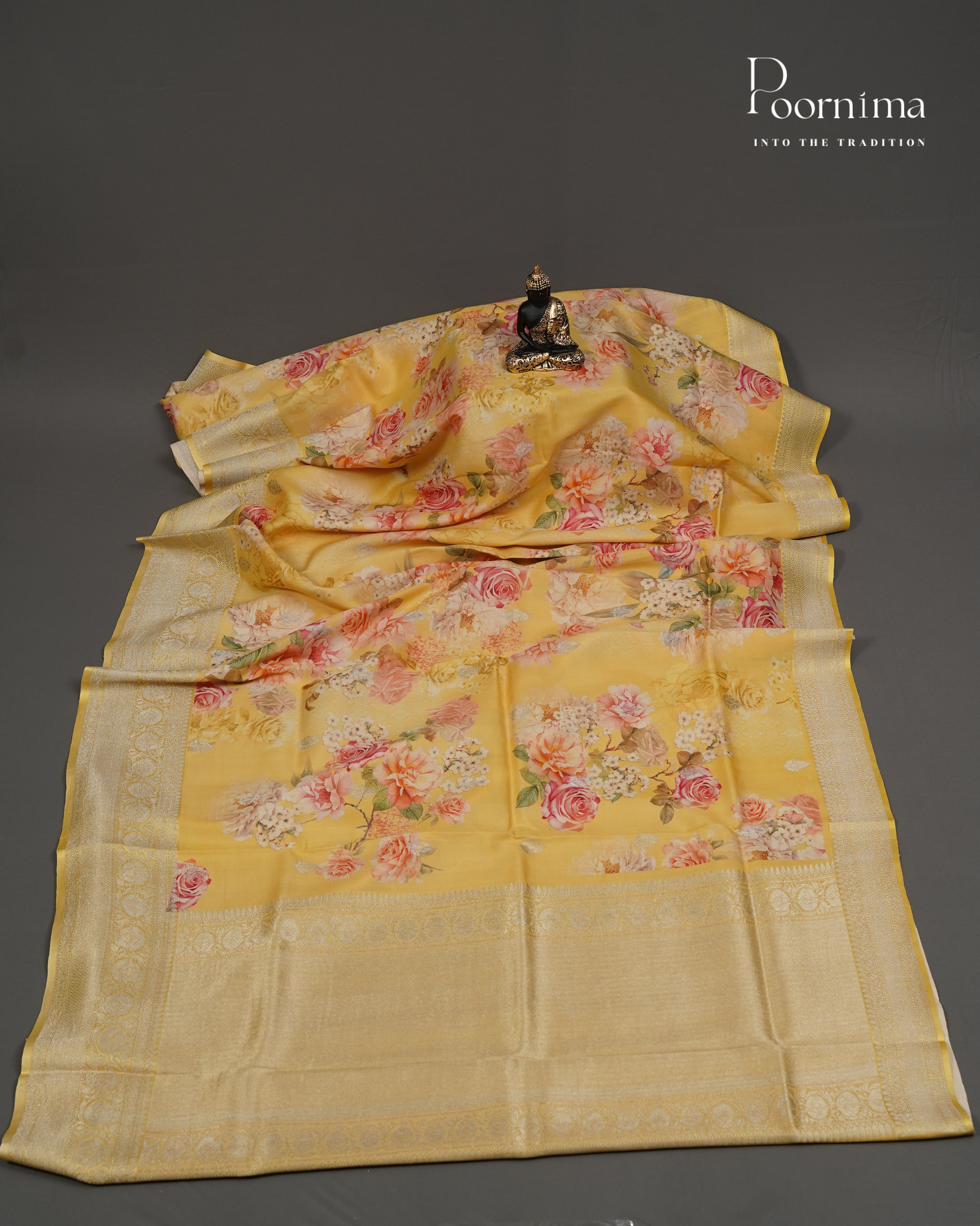 PURE KATAN PATTU SAREE - LEMON YELLOW
