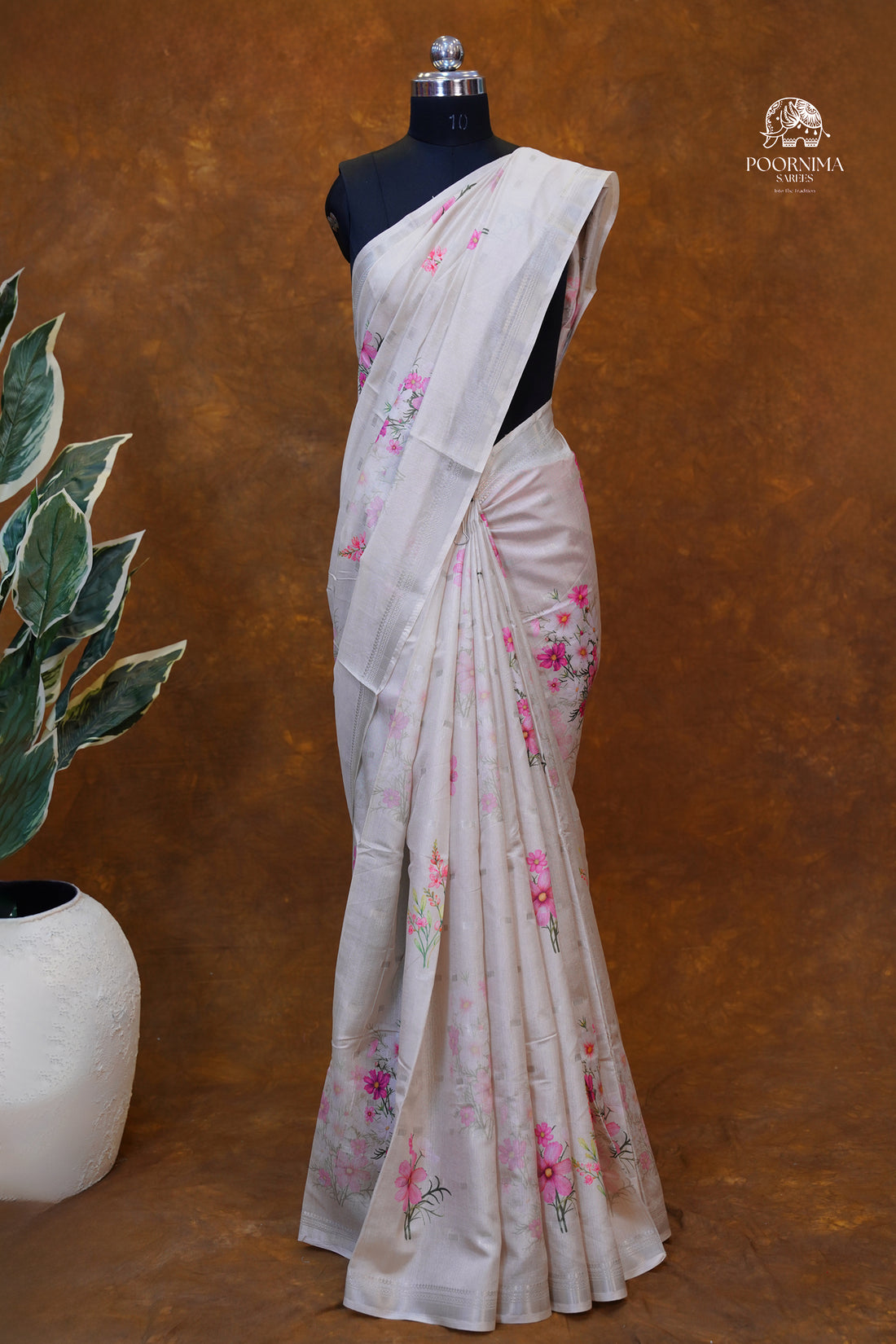 CHANDERI SAREE - BUTTER CREAM
