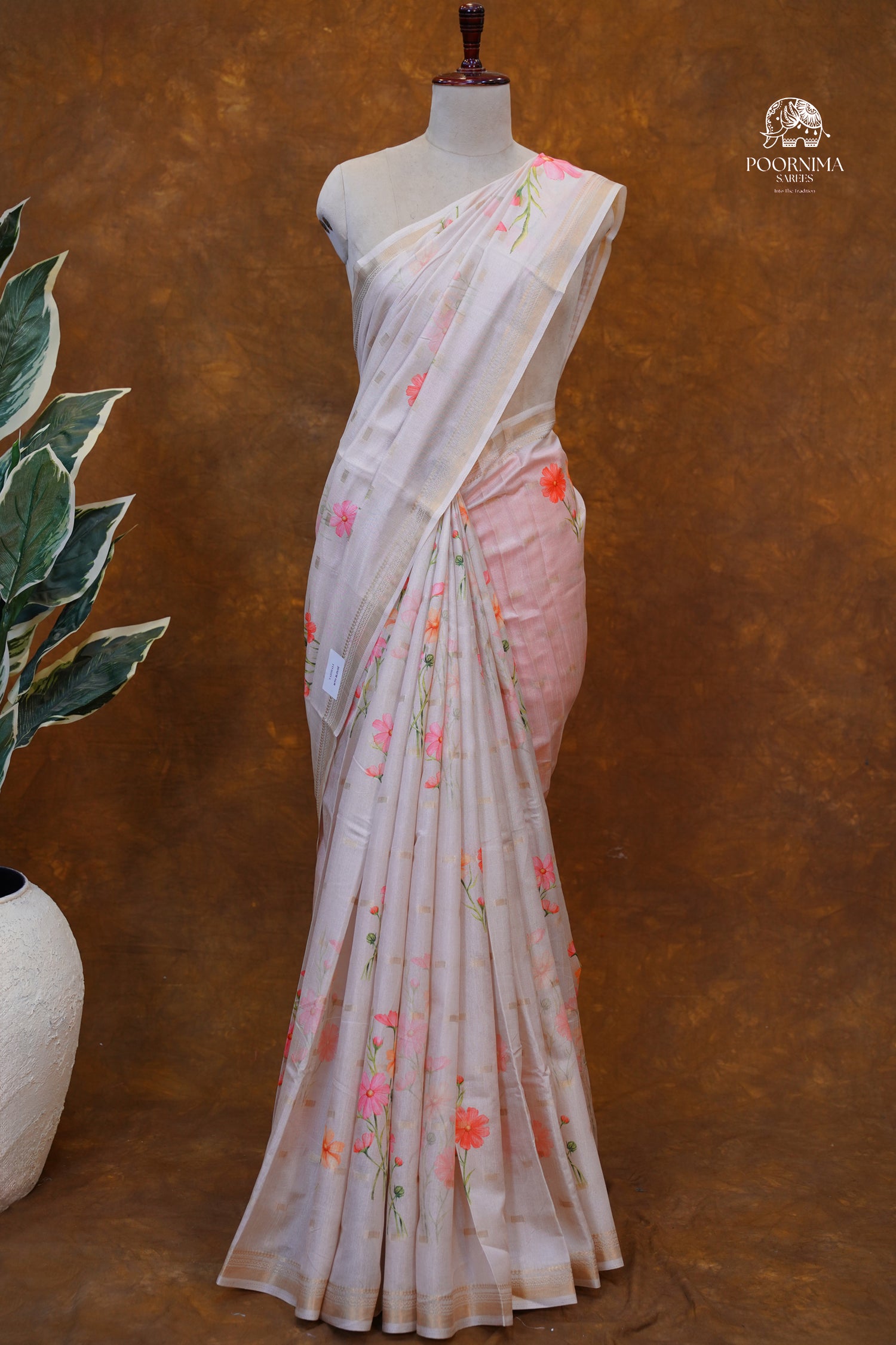 CHANDERI SAREE - BUTTER CREAM
