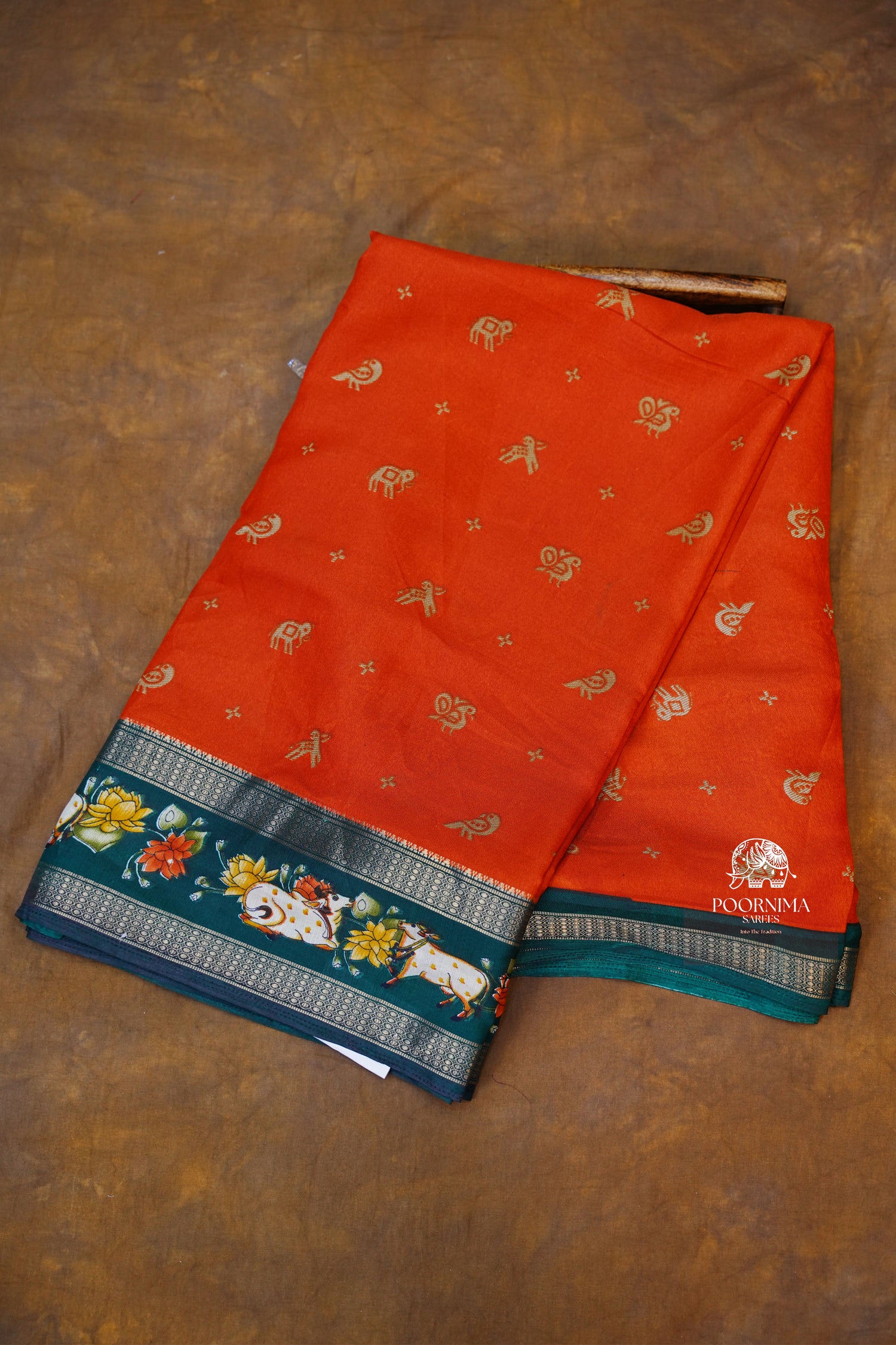 DOLA SILK SAREE - BURNT ORANGE