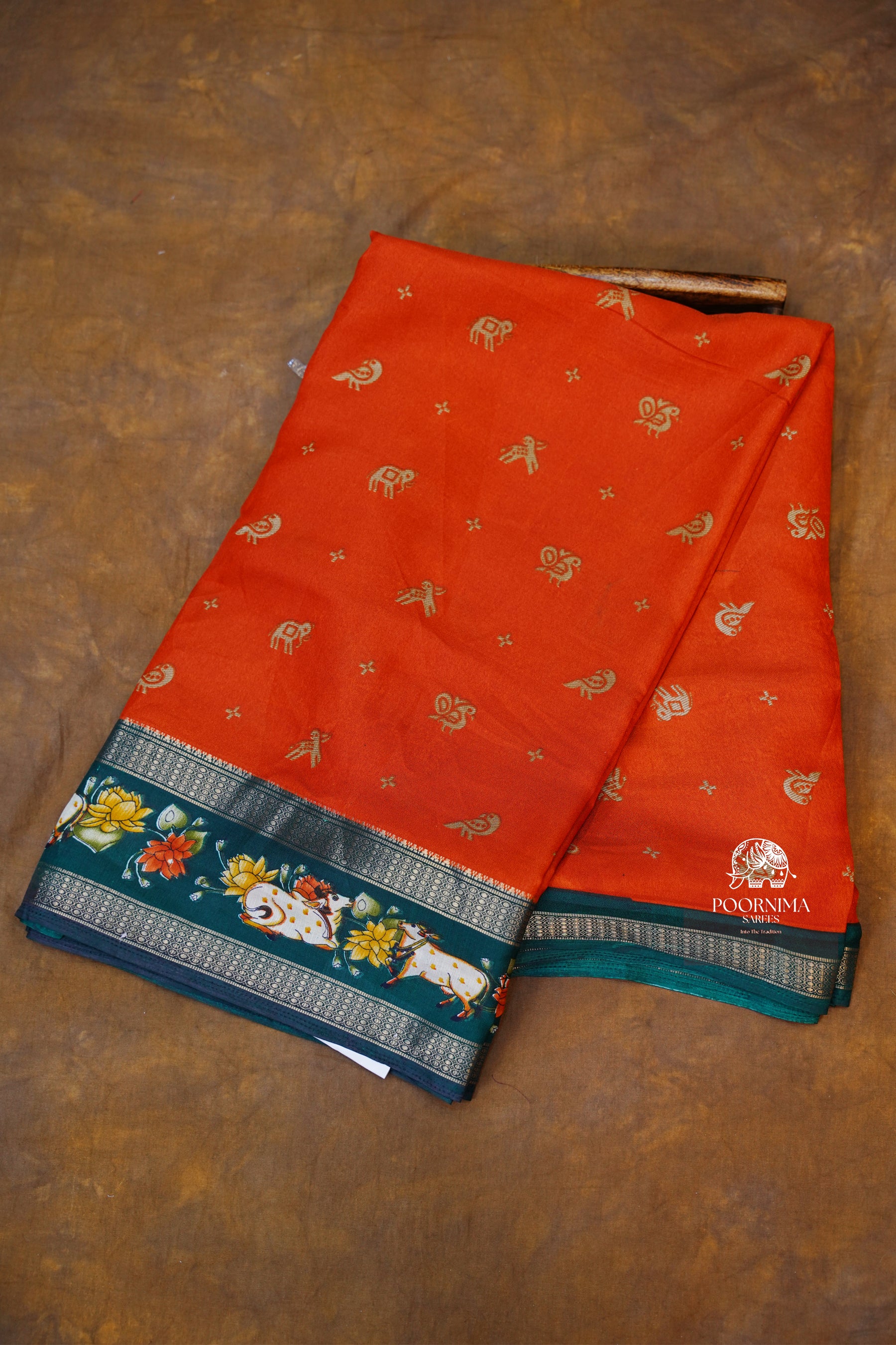 DOLA SILK SAREE - BURNT ORANGE
