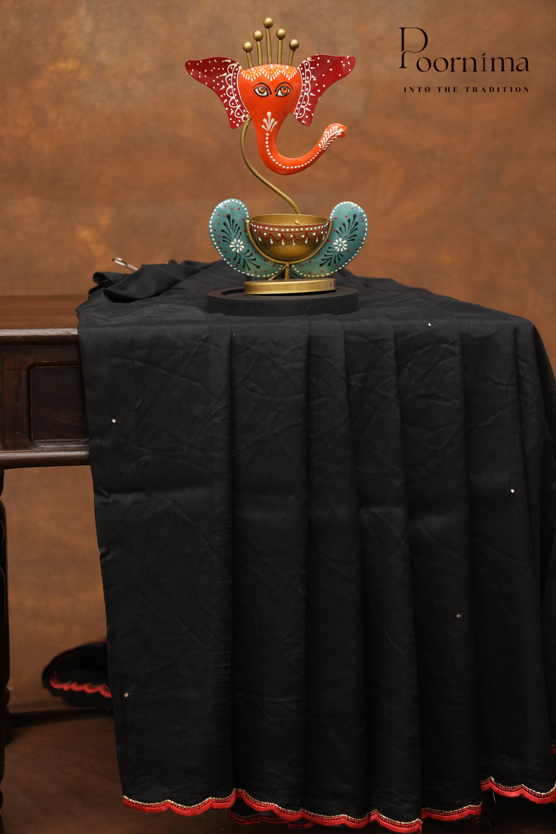 MANGALAGIRI HAND PRINTED SAREE-BLACK