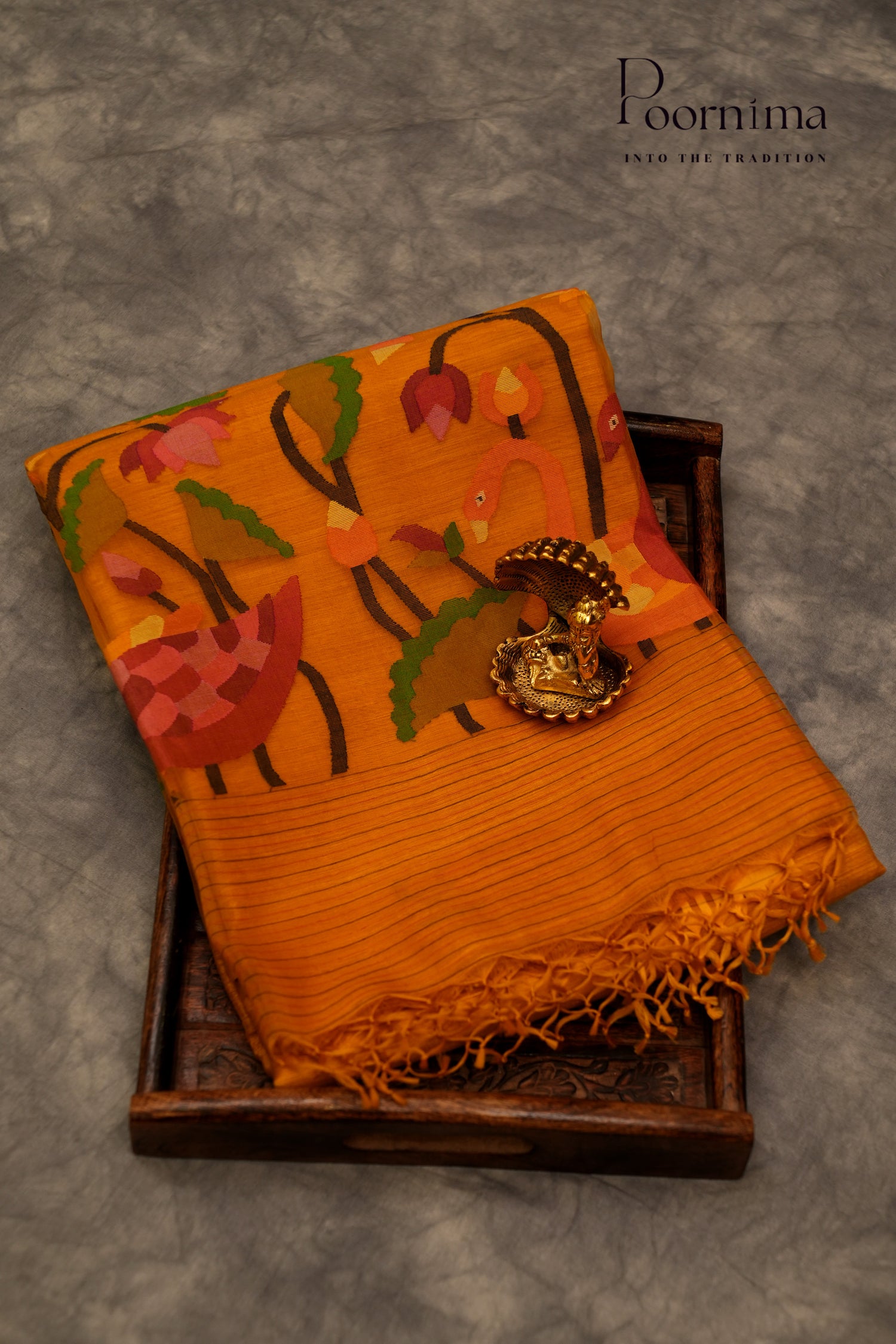 JUTE JAMDANI SAREE- YELLOW