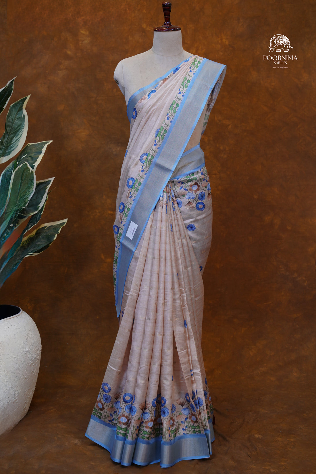 CHANDERI SAREE - BEIGE CREAM