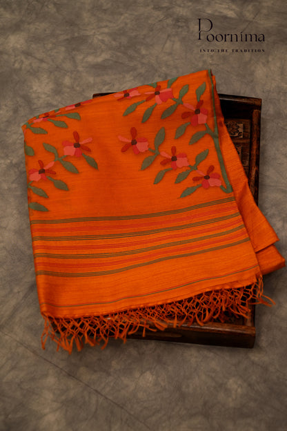 JUTE JAMDANI SAREE- YELLOW