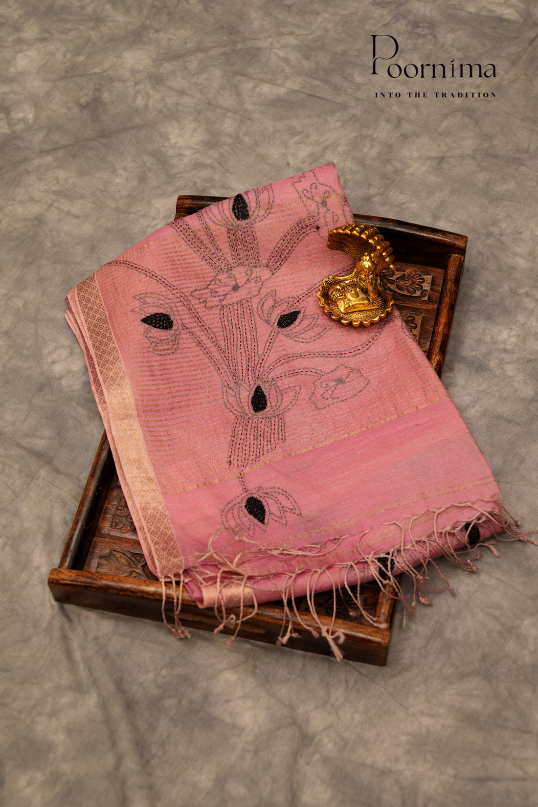 TUSSAR JAMDANI-ONION PINK