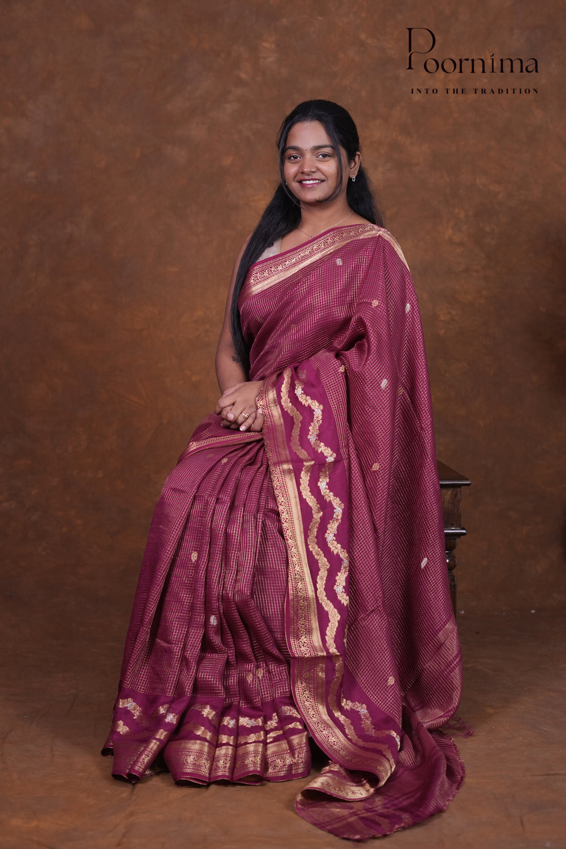 VINTAGE FANCY SAREE - WINE