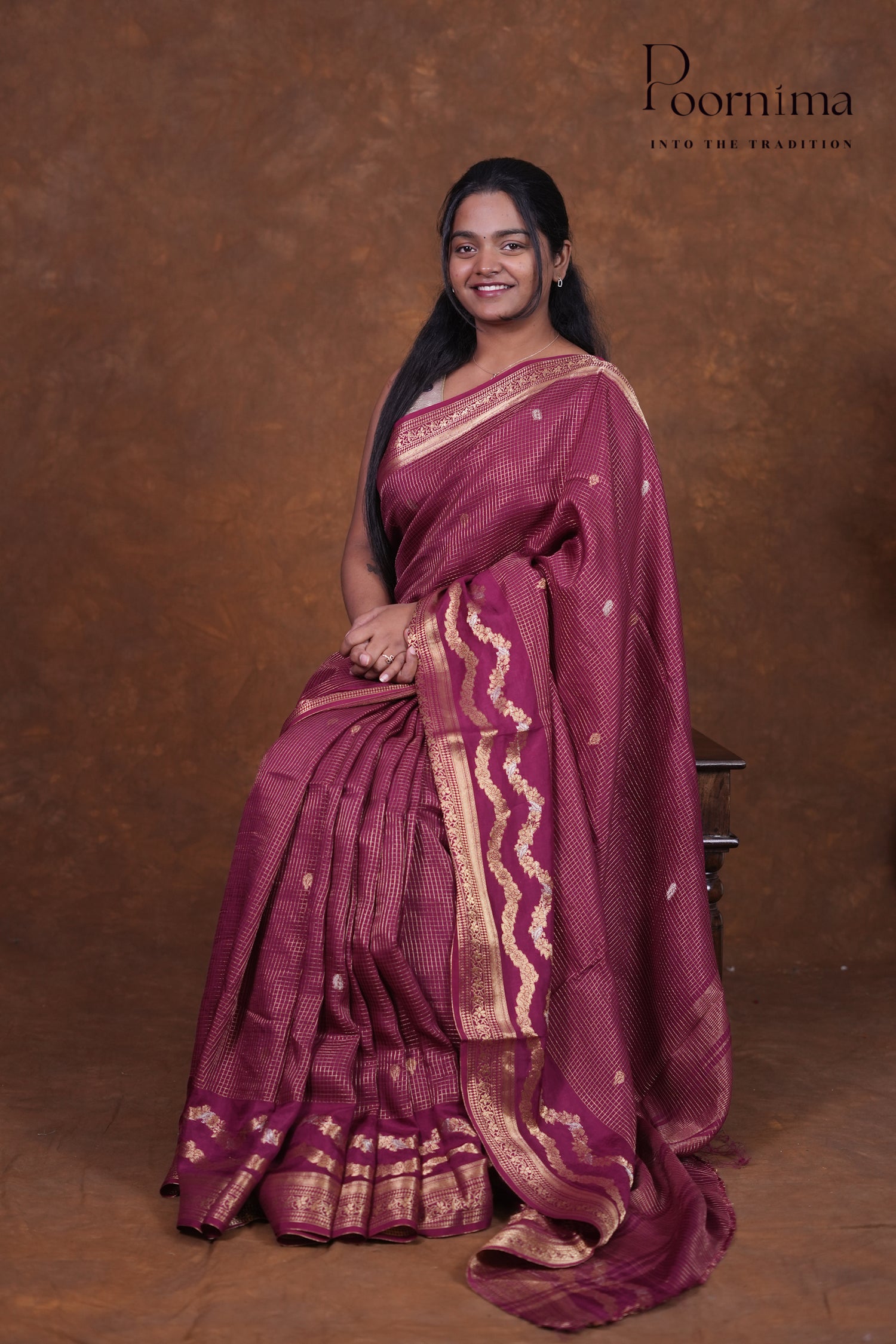 VINTAGE FANCY SAREE - WINE