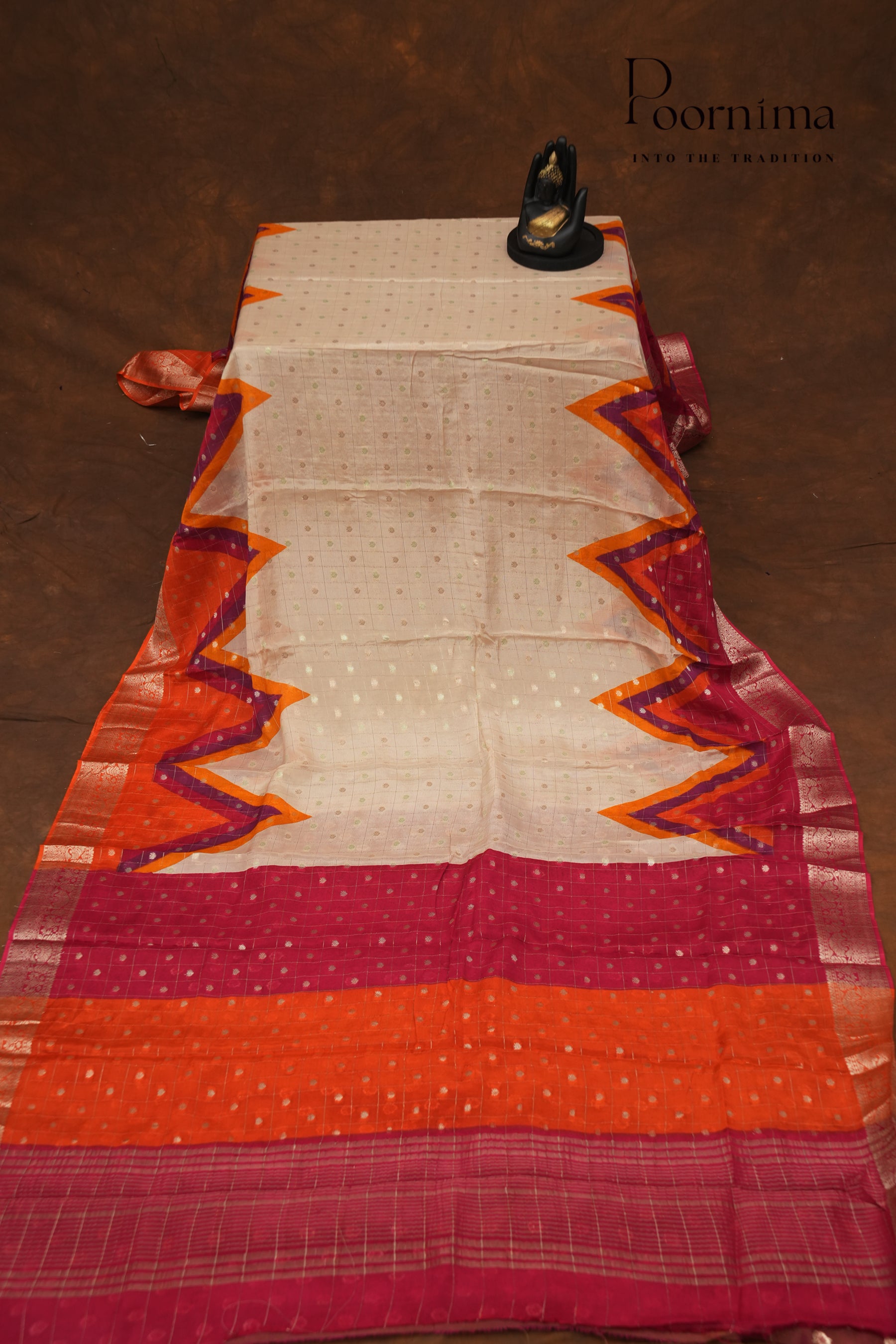 CHINNON GEORGETTE SAREE- CREAM