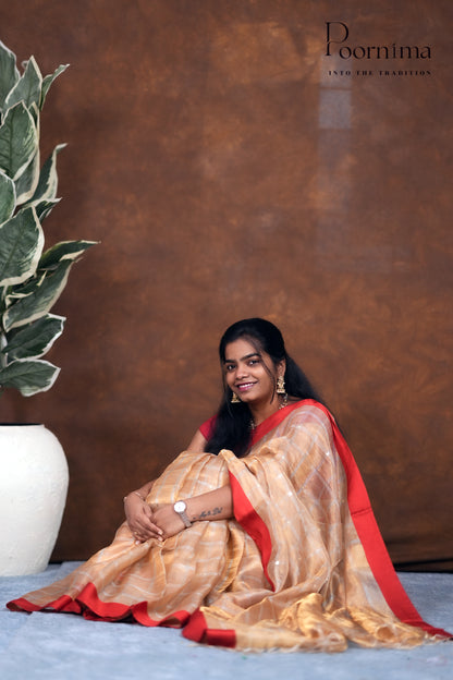 PURE TISSUE SAREE- GOLD