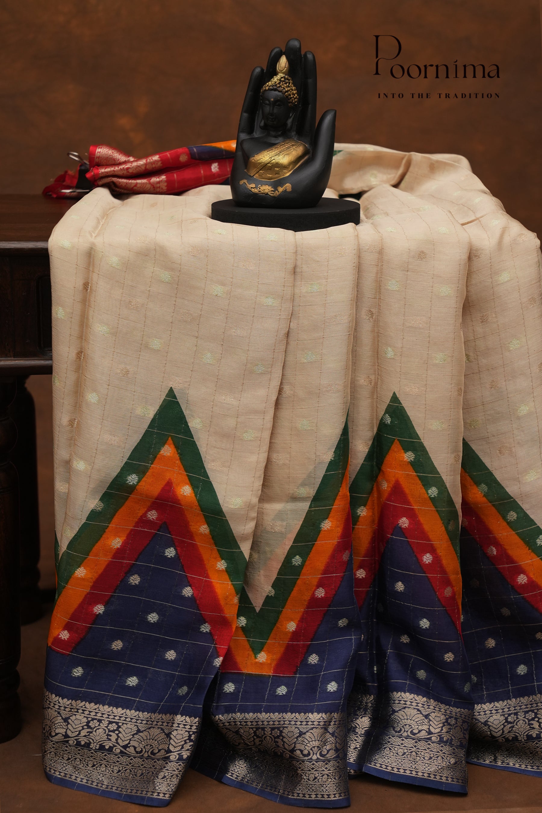 CHINNON GEORGETTE SAREE-HALF WHITE