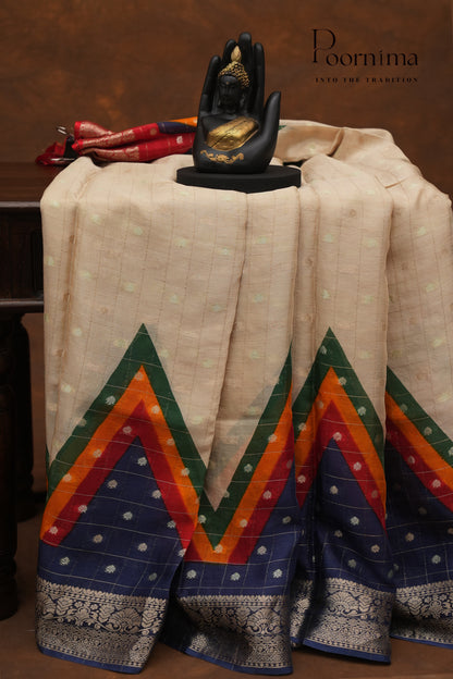 CHINNON GEORGETTE SAREE-HALF WHITE