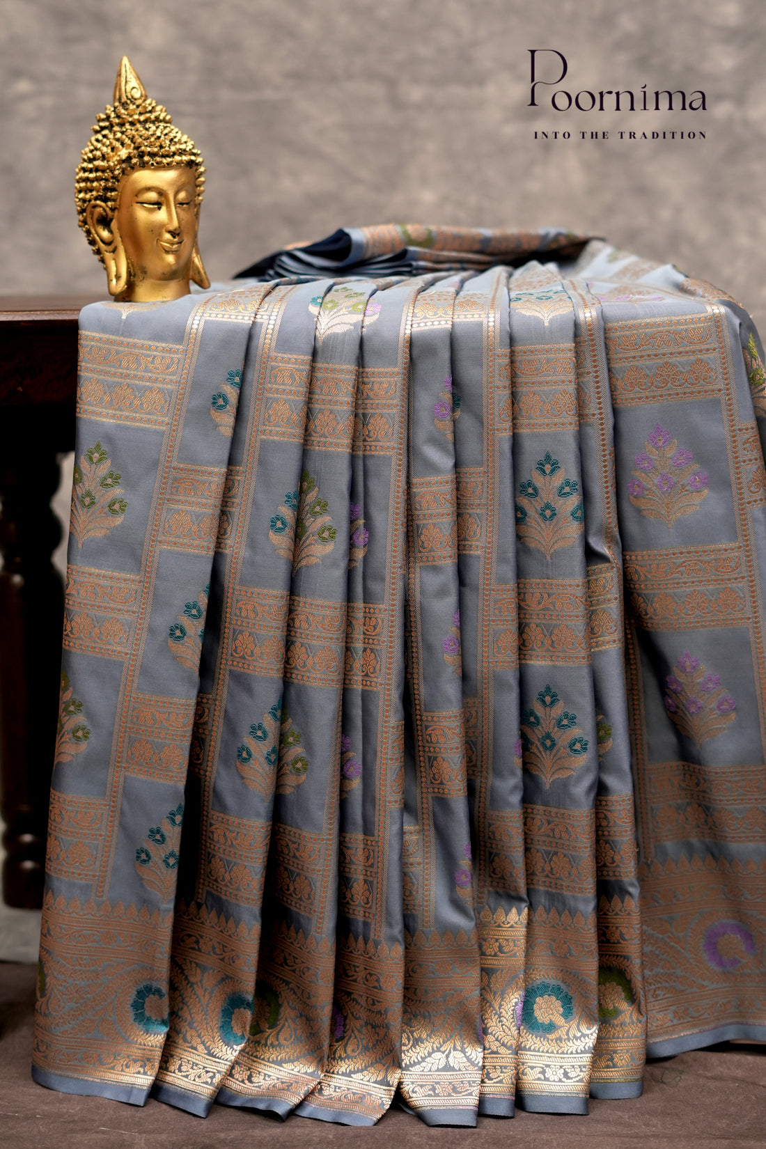 BENARASI PATTU- SLATE GREY