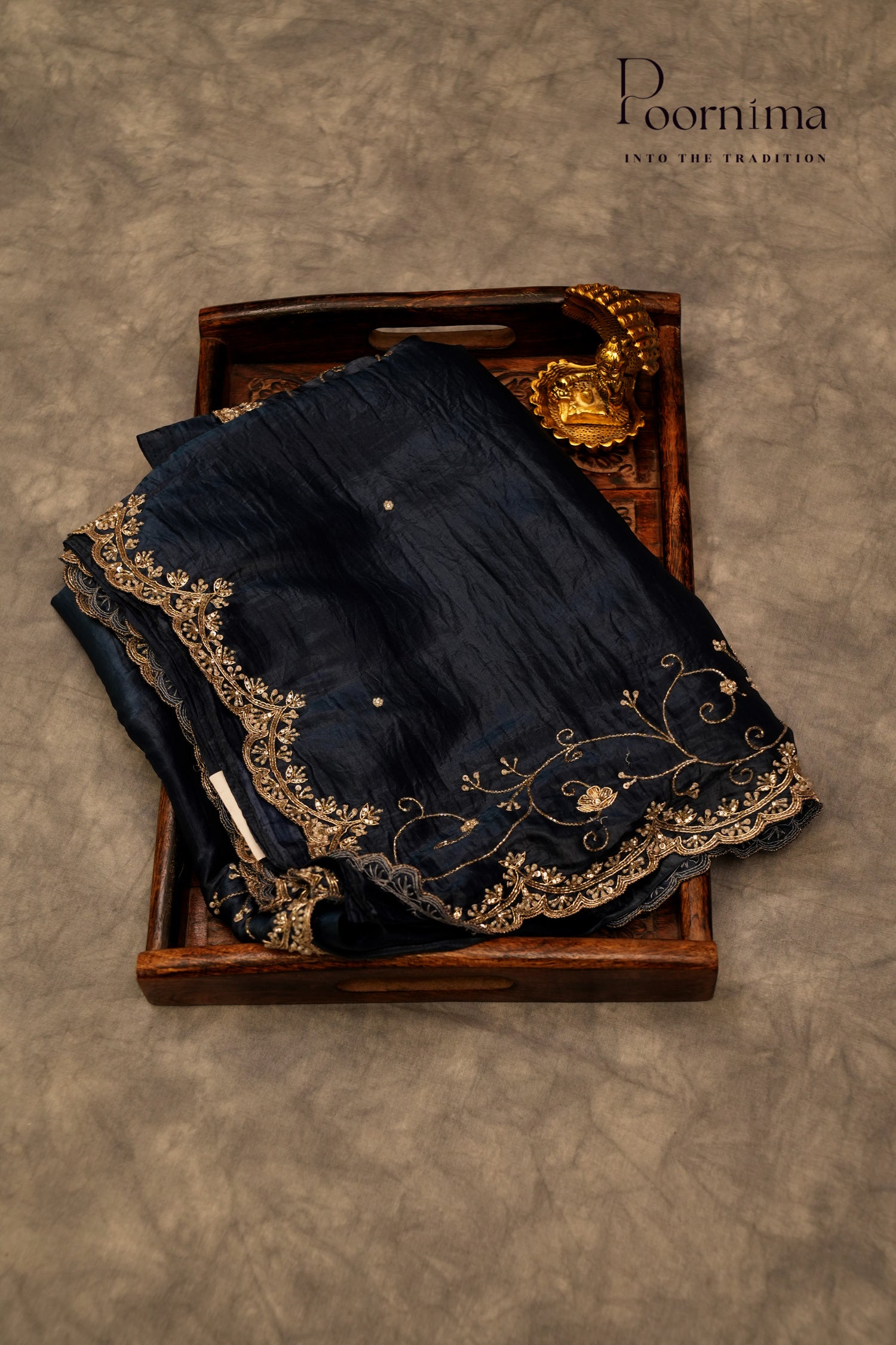 DESIGNER WORK SAREE- PEACOCK BLUE