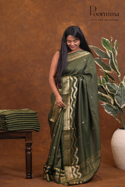 VINTAGE FANCY SAREE- DARK GREEN