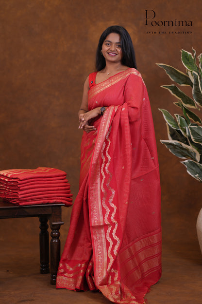 VINTAGE FANCY SAREE- ORANGE