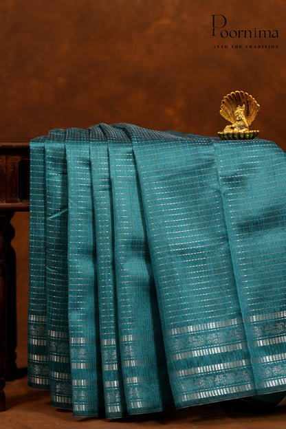 DUPIYANA FANCY SAREE-TEAL BLUE