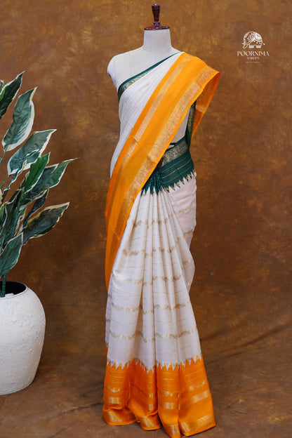 VISCOSE GEORGETTE SAREE WITH GANGA JAMUNA BORDER