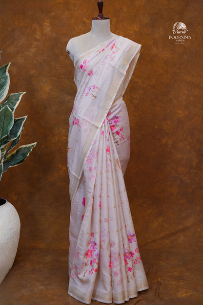 CHANDERI SAREE - BUTTER CREAM