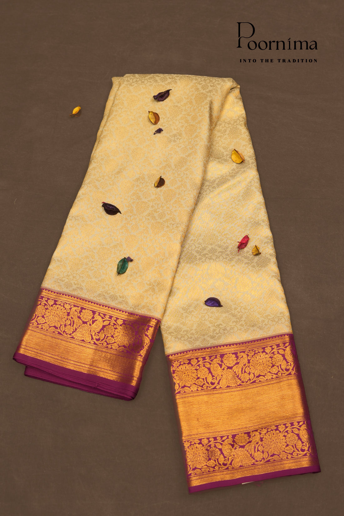 VINTAGE KANJEEVARAM-HALF WHITE