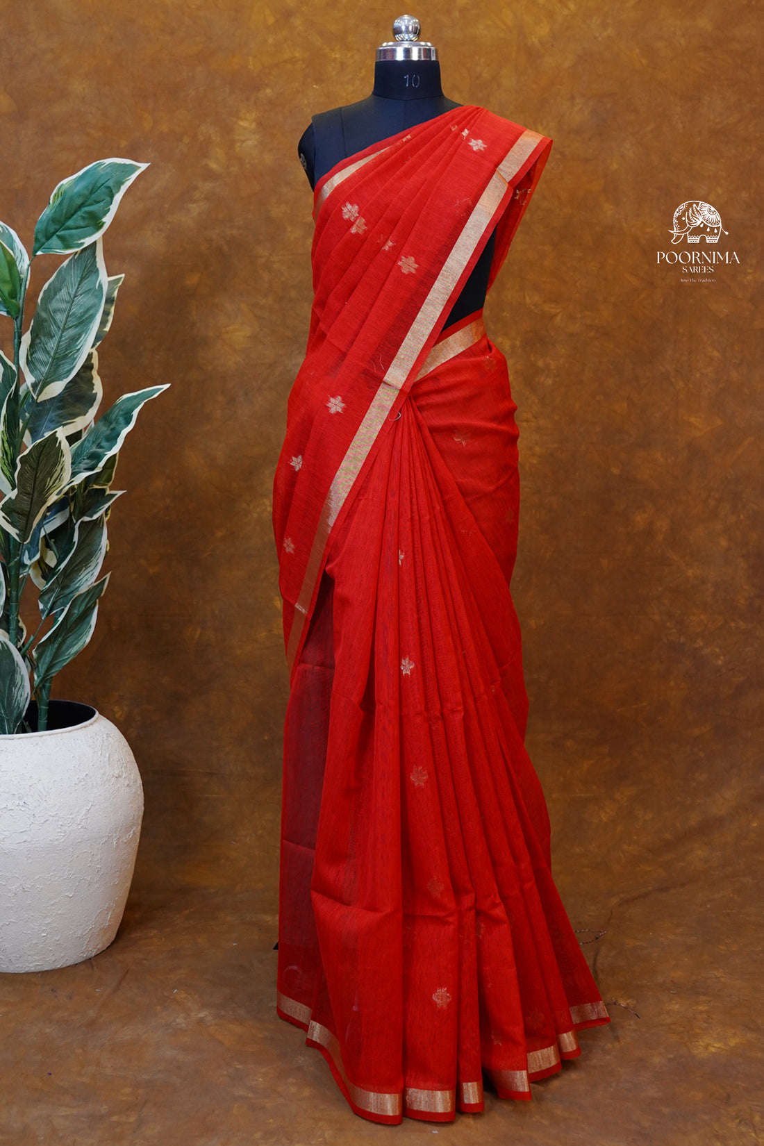 SEMI TUSSAR SAREE - RED