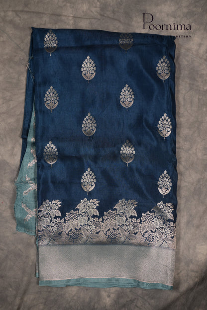 BENARASI PATTU SAREE-INDIGO
