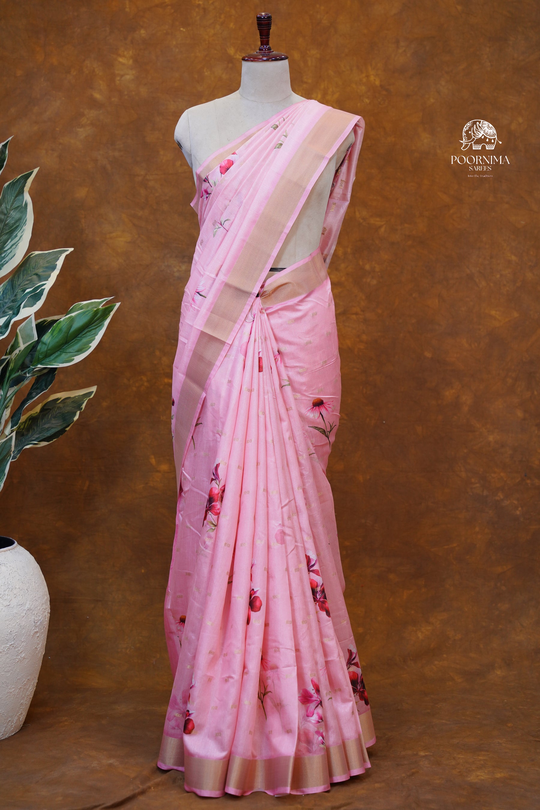 CHANDERI SAREE - LIGHT PINK