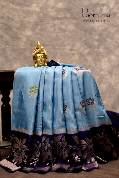 BENARASI PATTU- SKY BLUE