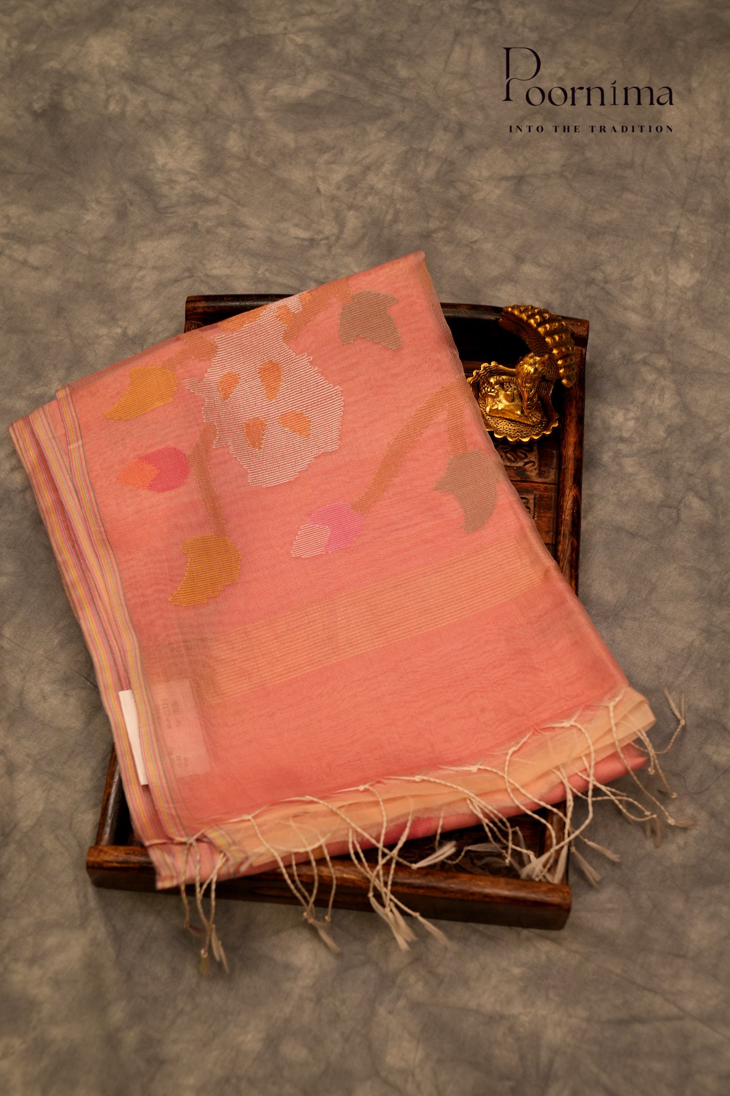 TUSSAR JAMDANI SAREE- LIGHT PINK