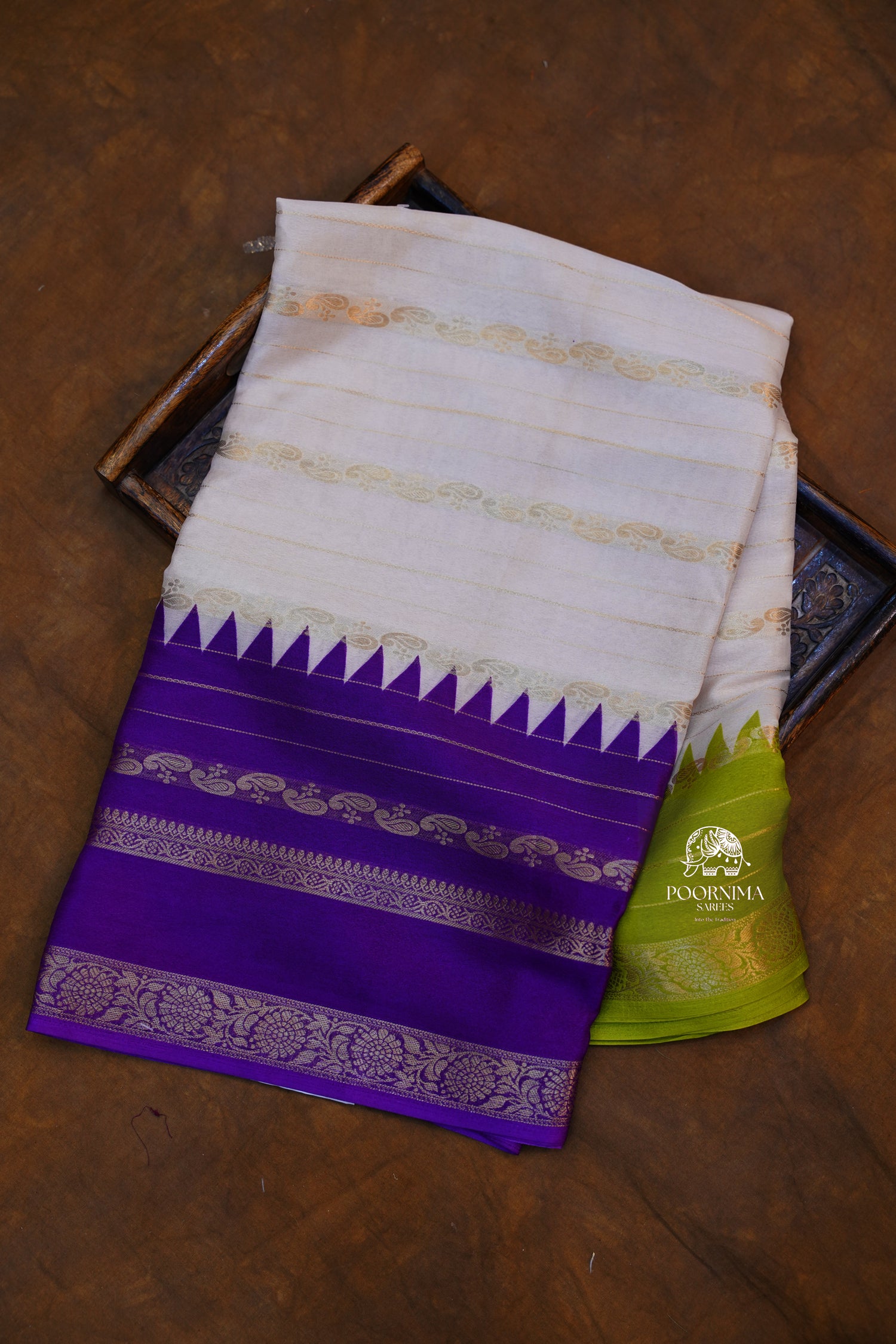 VISCOSE GEORGETTE SAREE WITH GANGA JAMUNA BORDER