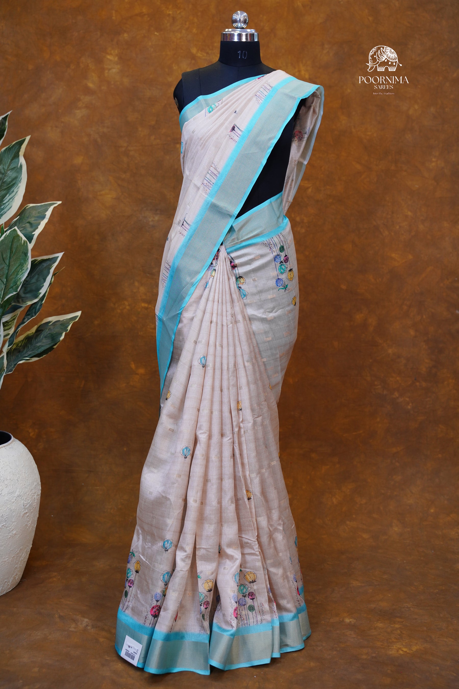 CHANDERI SAREE - BUTTER CREAM