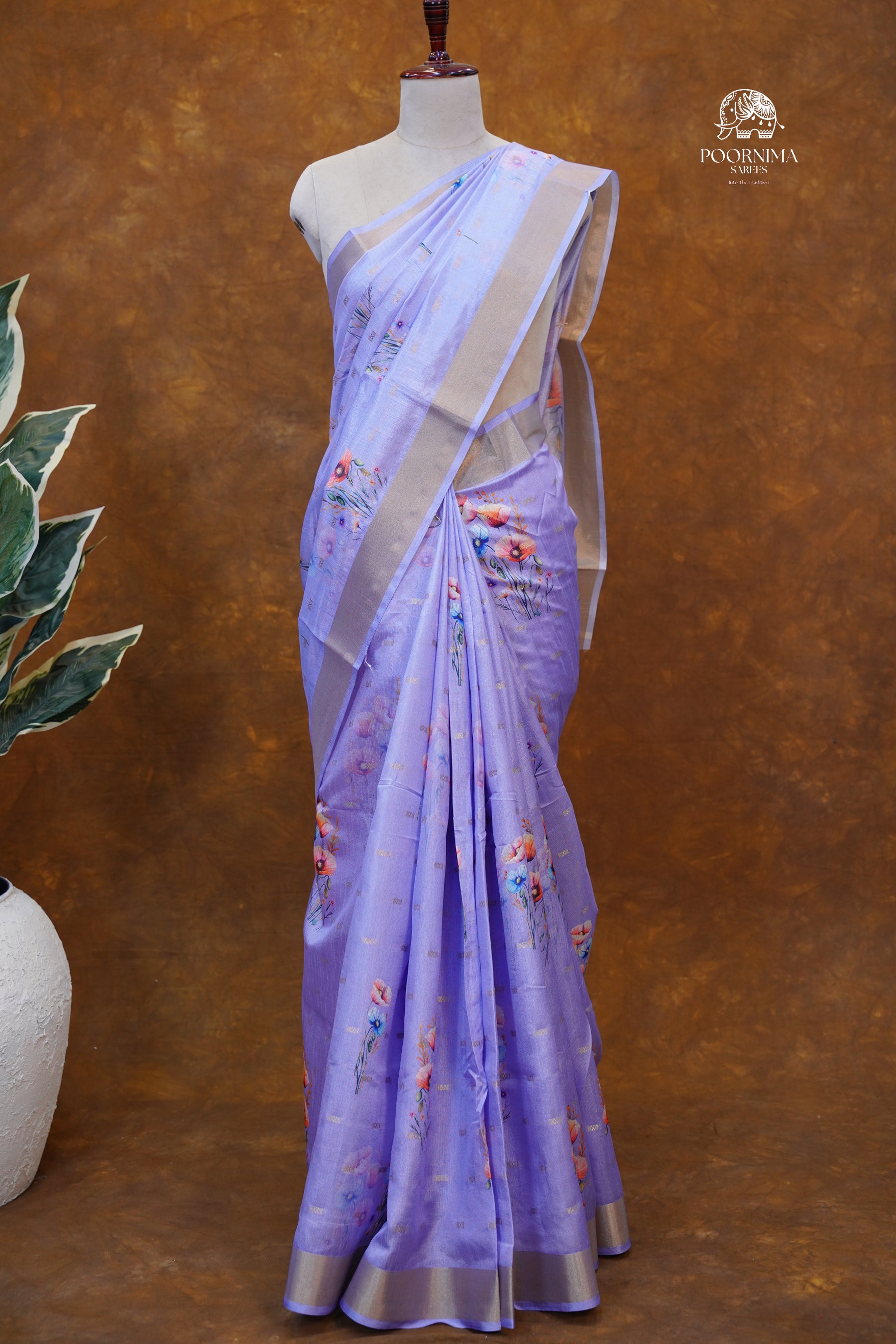 CHANDERI SAREE- VIOLET