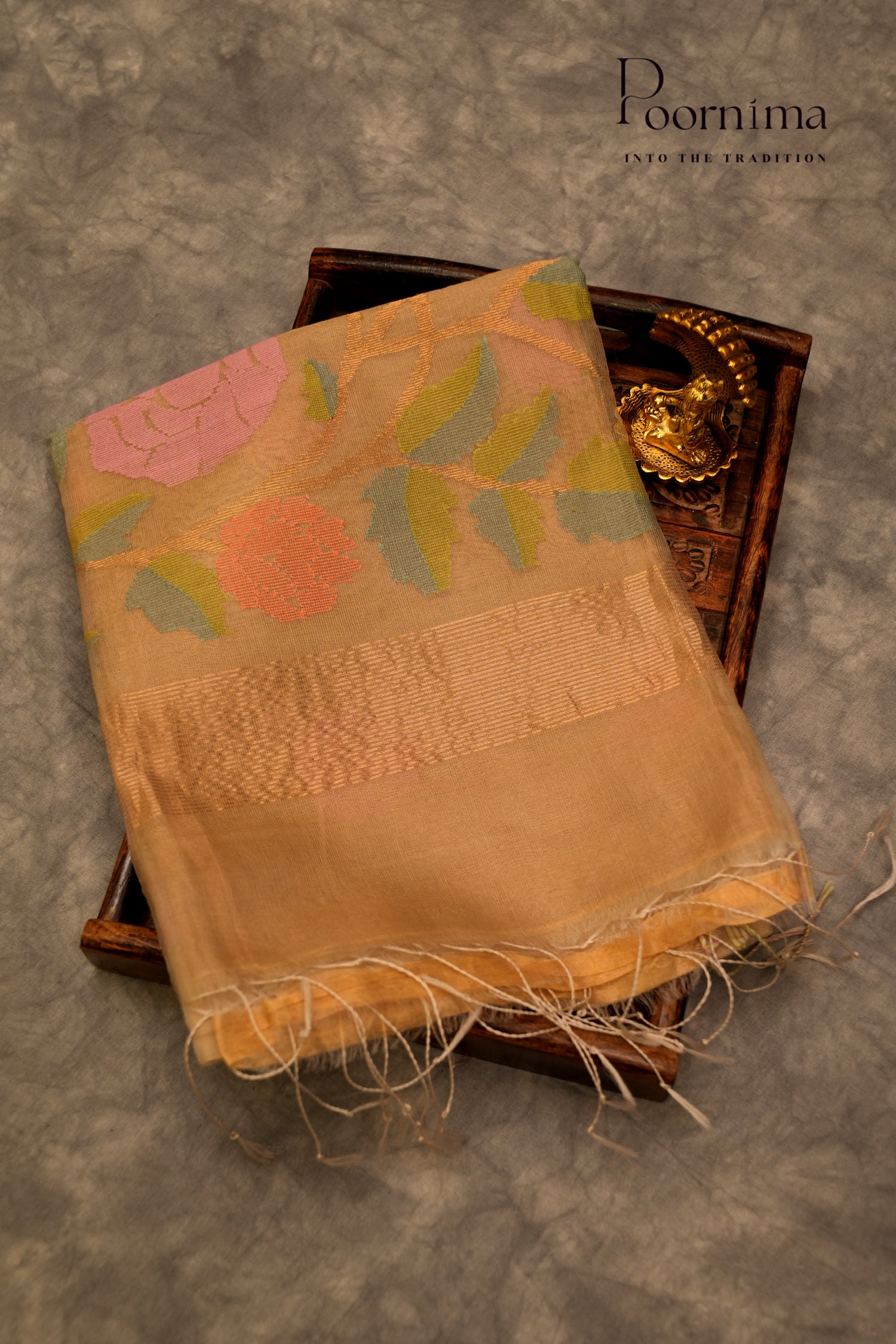 TUSSAR JAMDANI SAREE- DESERT BROWN