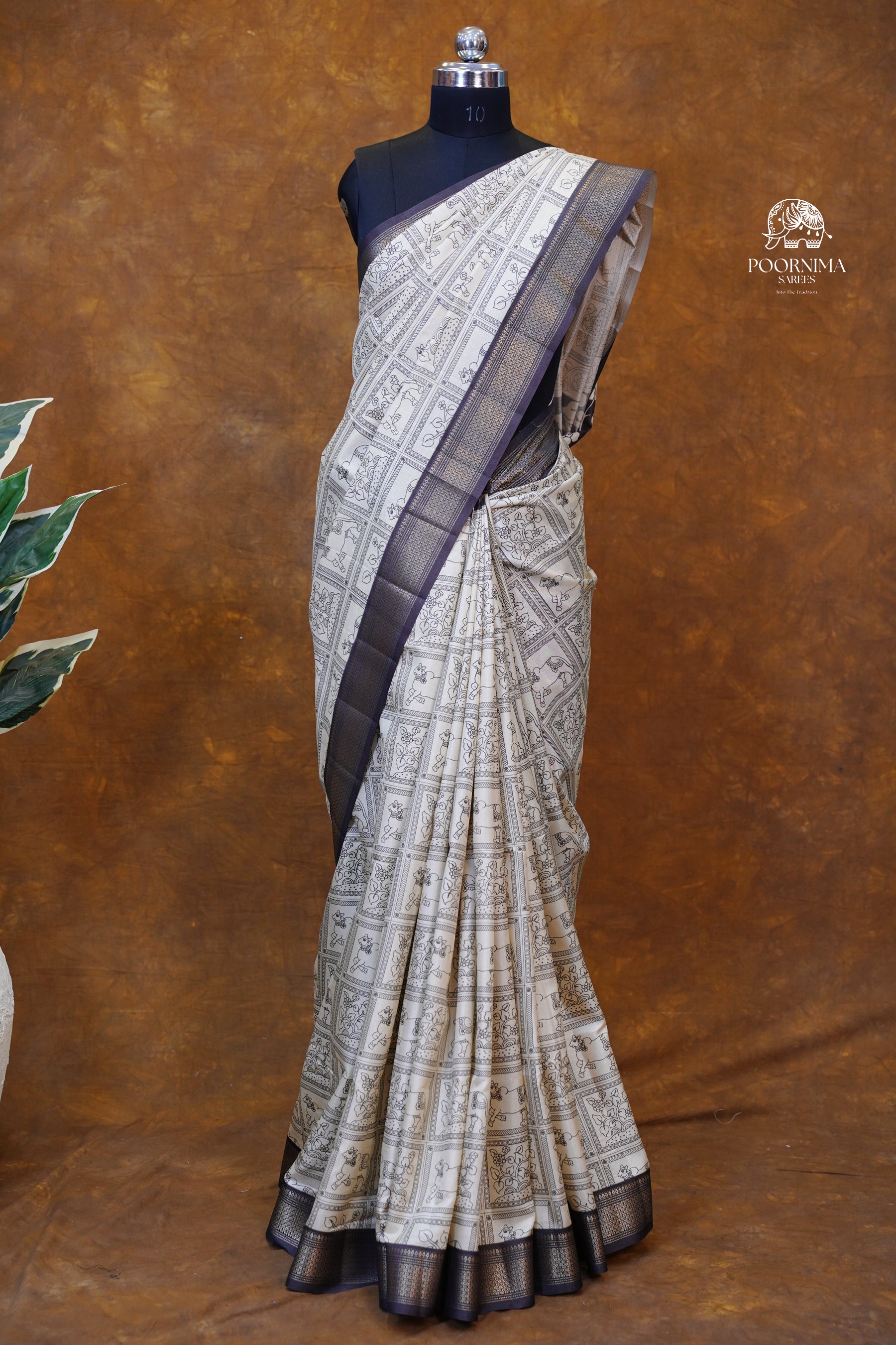 MUNGA TUSSAR SAREE- HALF WHITE