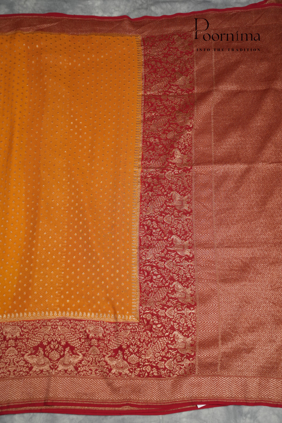 KHADDI GEORGETTE SAREE- YELLOW