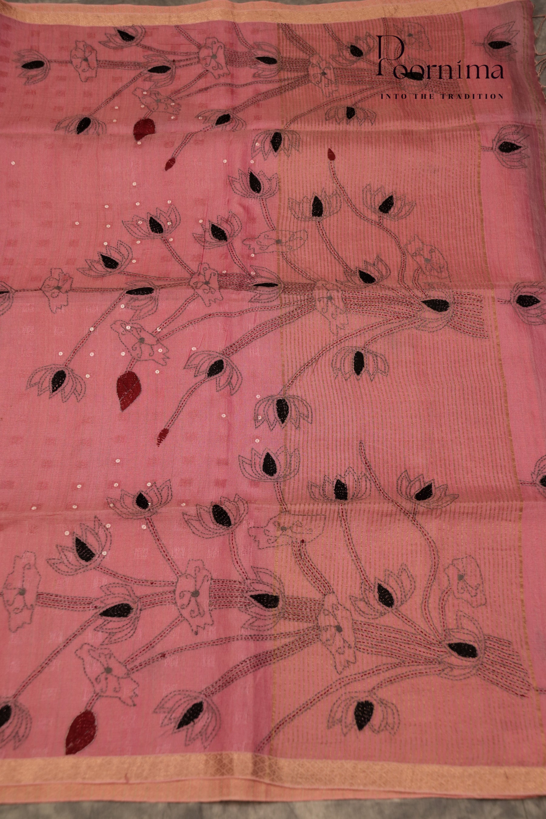 TUSSAR JAMDANI-ONION PINK