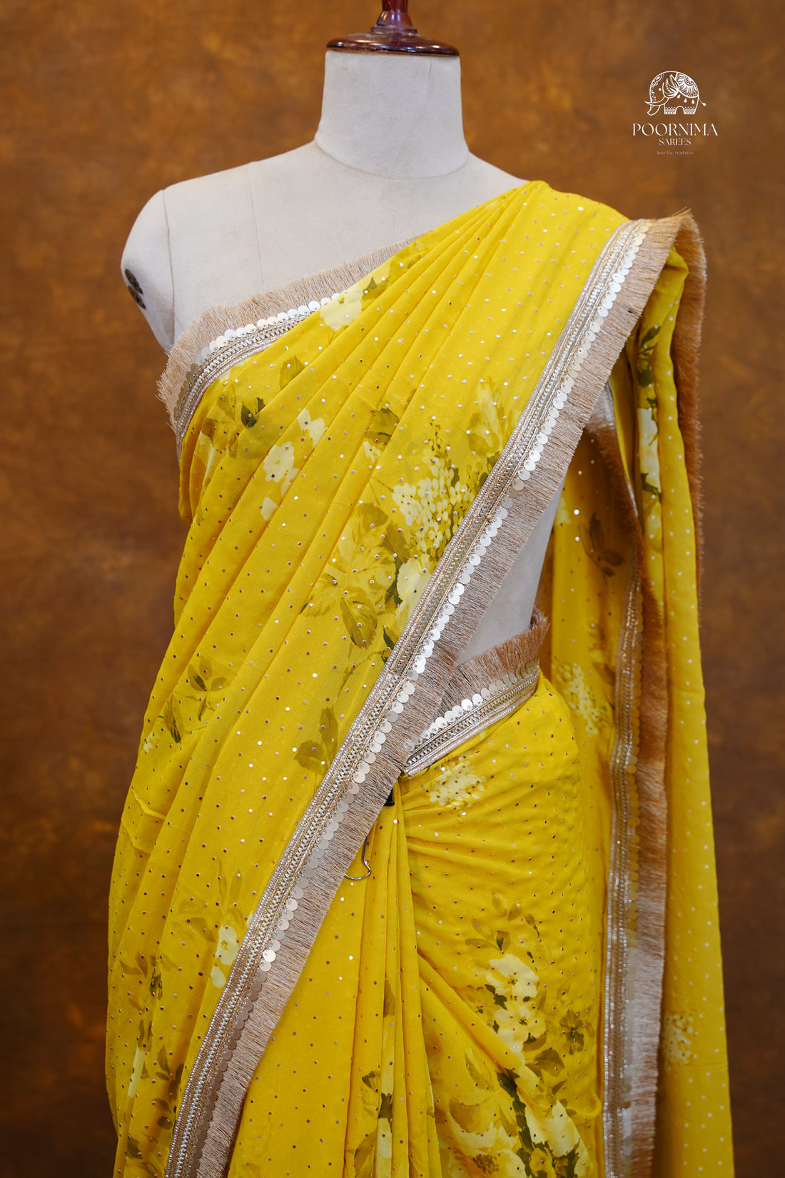 GEORGETTE SAREE - BRIGHT YELLOW