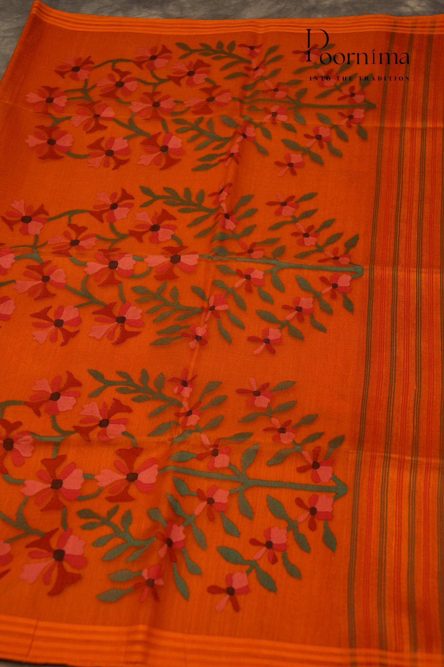 JUTE JAMDANI SAREE- YELLOW