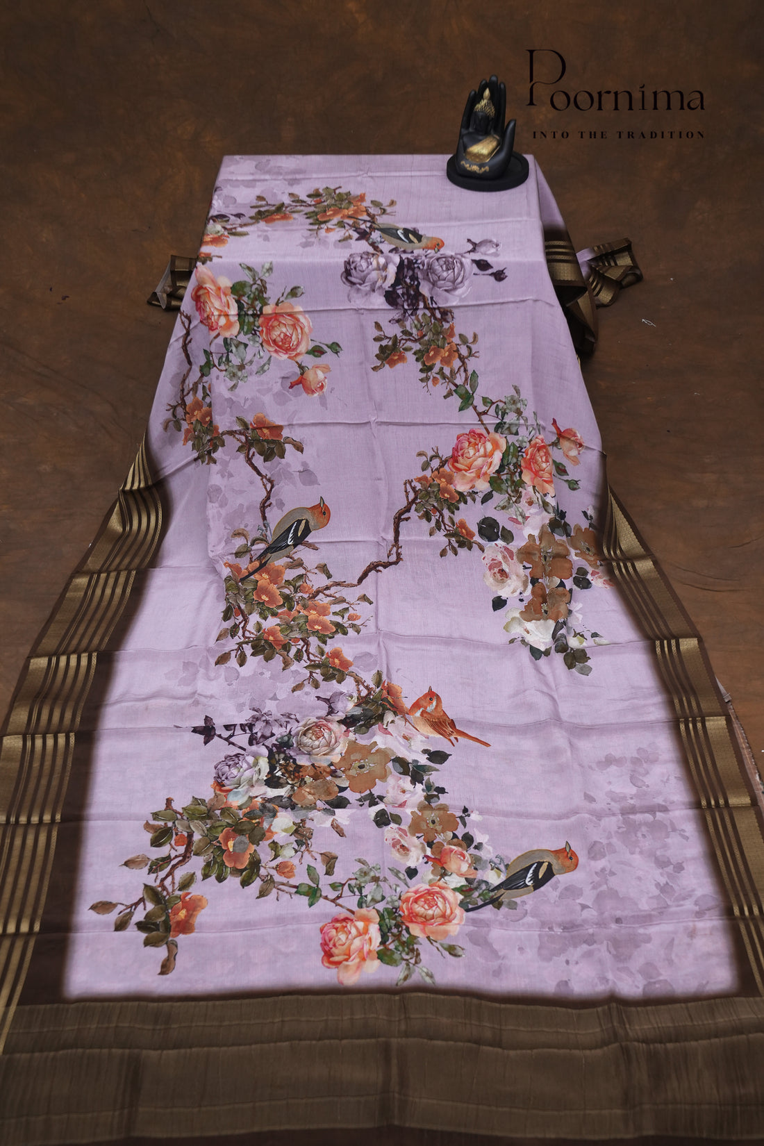 SEMI MYSORE SILK PRINTED SAREE-LIGHT PURPLE