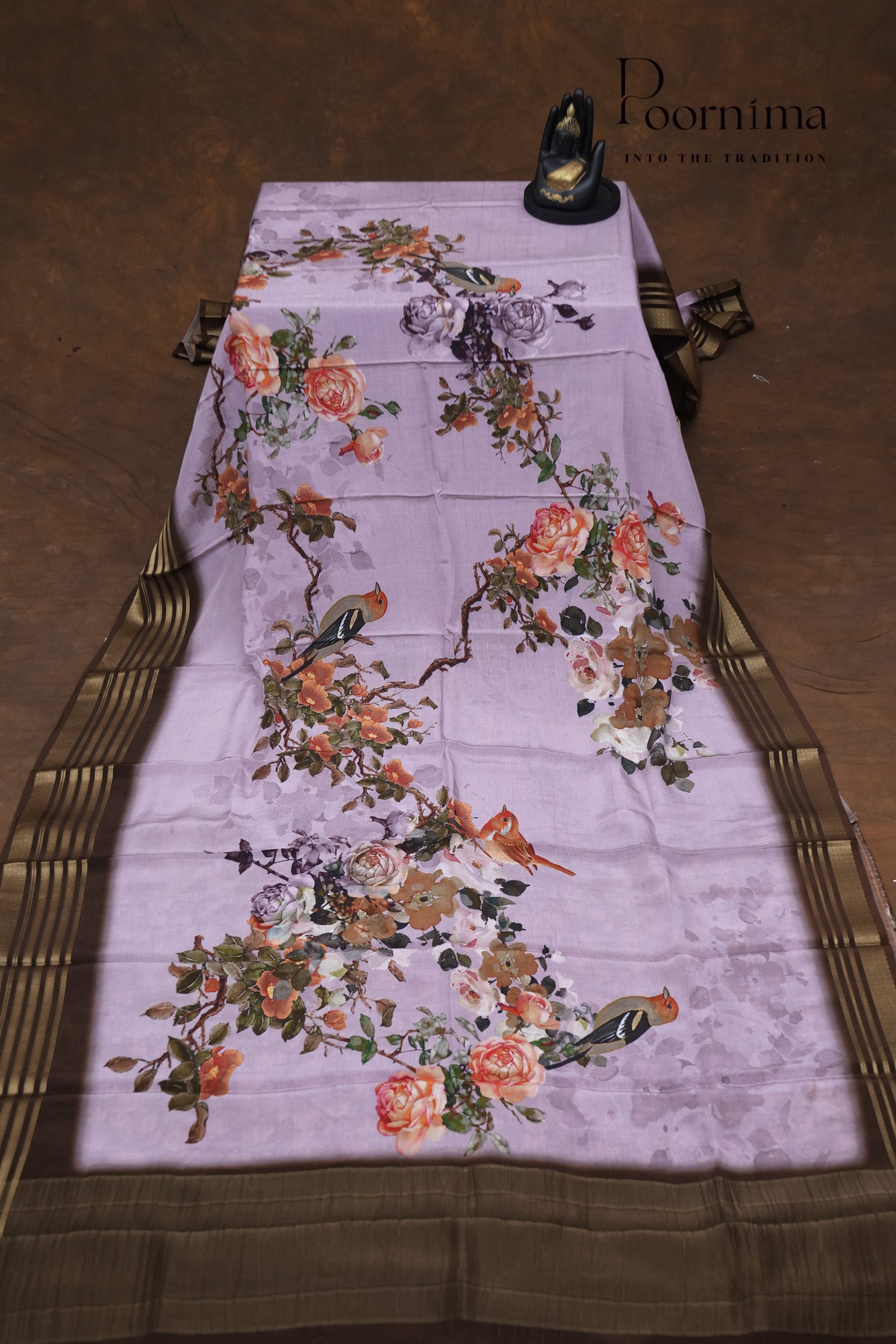 SEMI MYSORE SILK PRINTED SAREE-LIGHT PURPLE