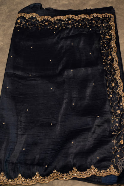 DESIGNER WORK SAREE- PEACOCK BLUE