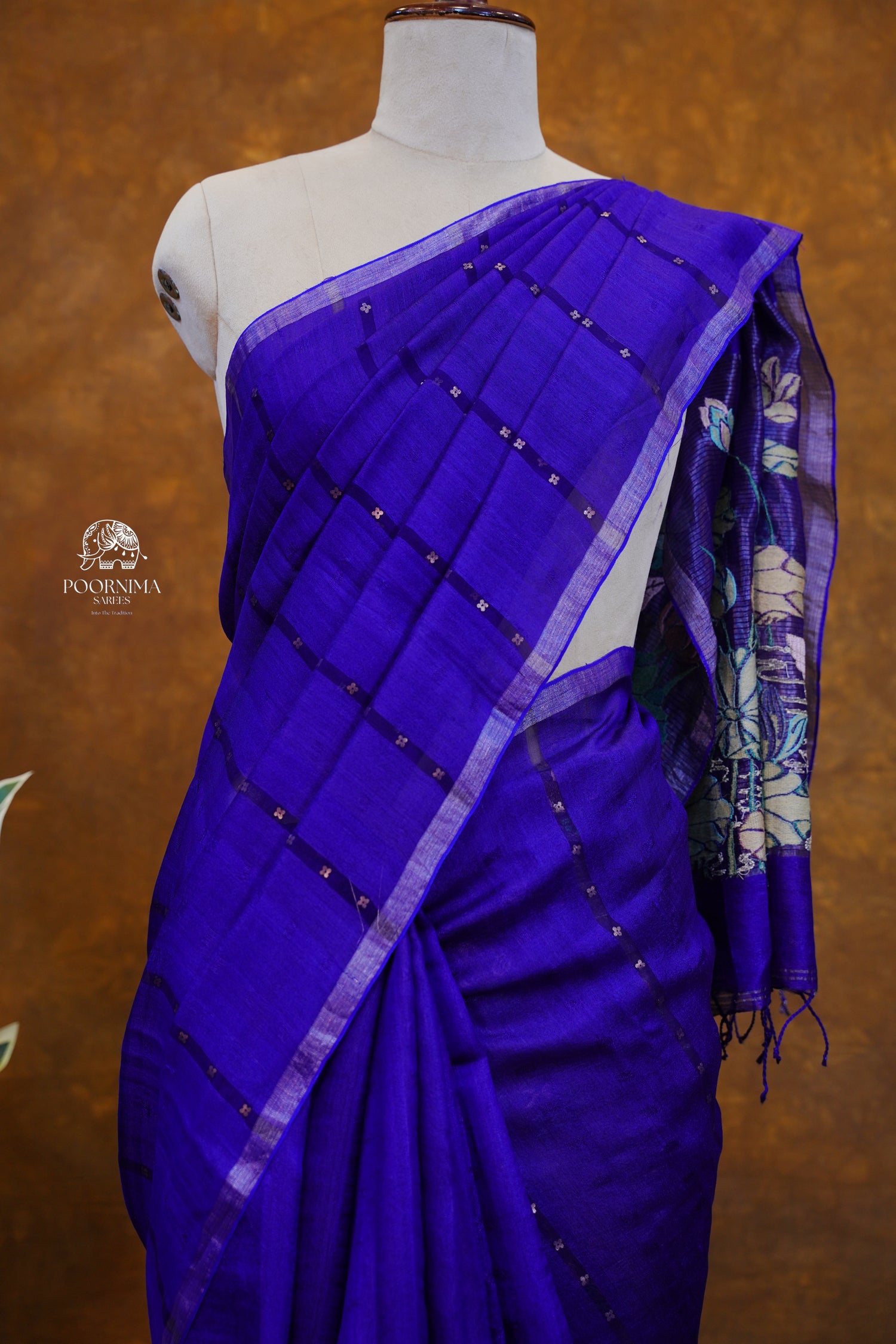 FUSION TUSSAR SAREE - BLUE