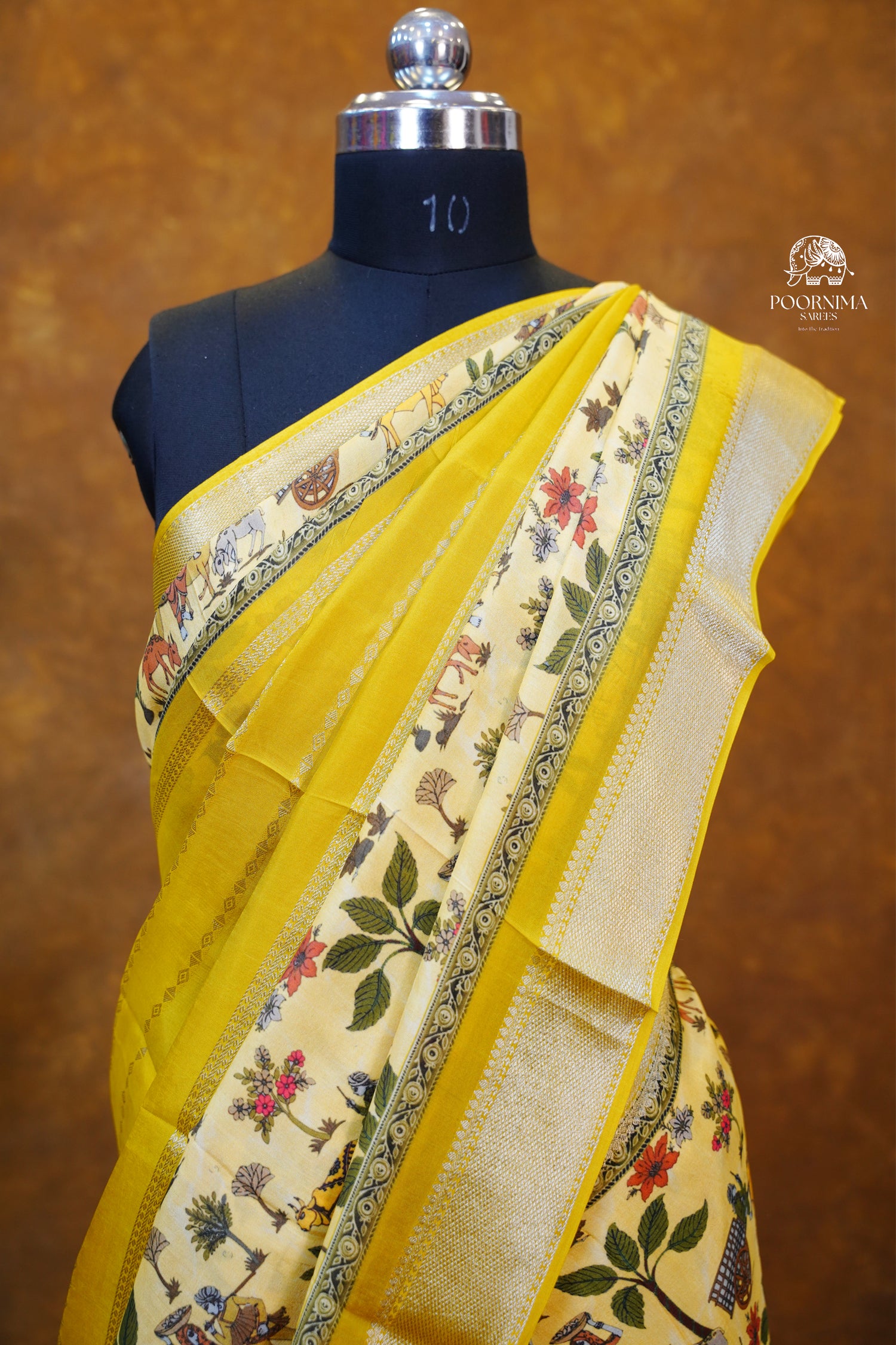 MYSORE CRAPE DIGITAL PRINTED SAREE - YELLOW