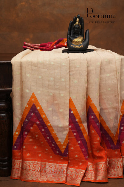 CHINNON GEORGETTE SAREE- CREAM